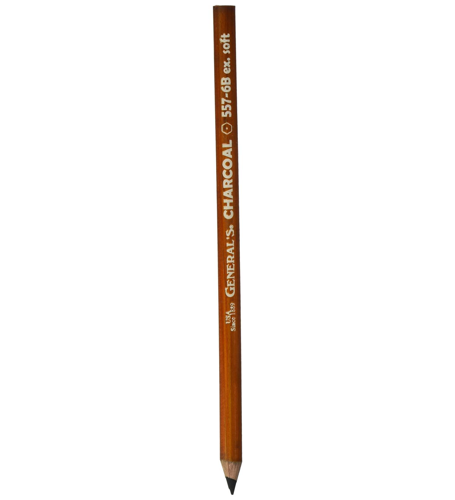 General Pencil 557-6B-BP Generals Charcoal Pencil 6B 2 Each  2 Count (Pack of 1)  Black