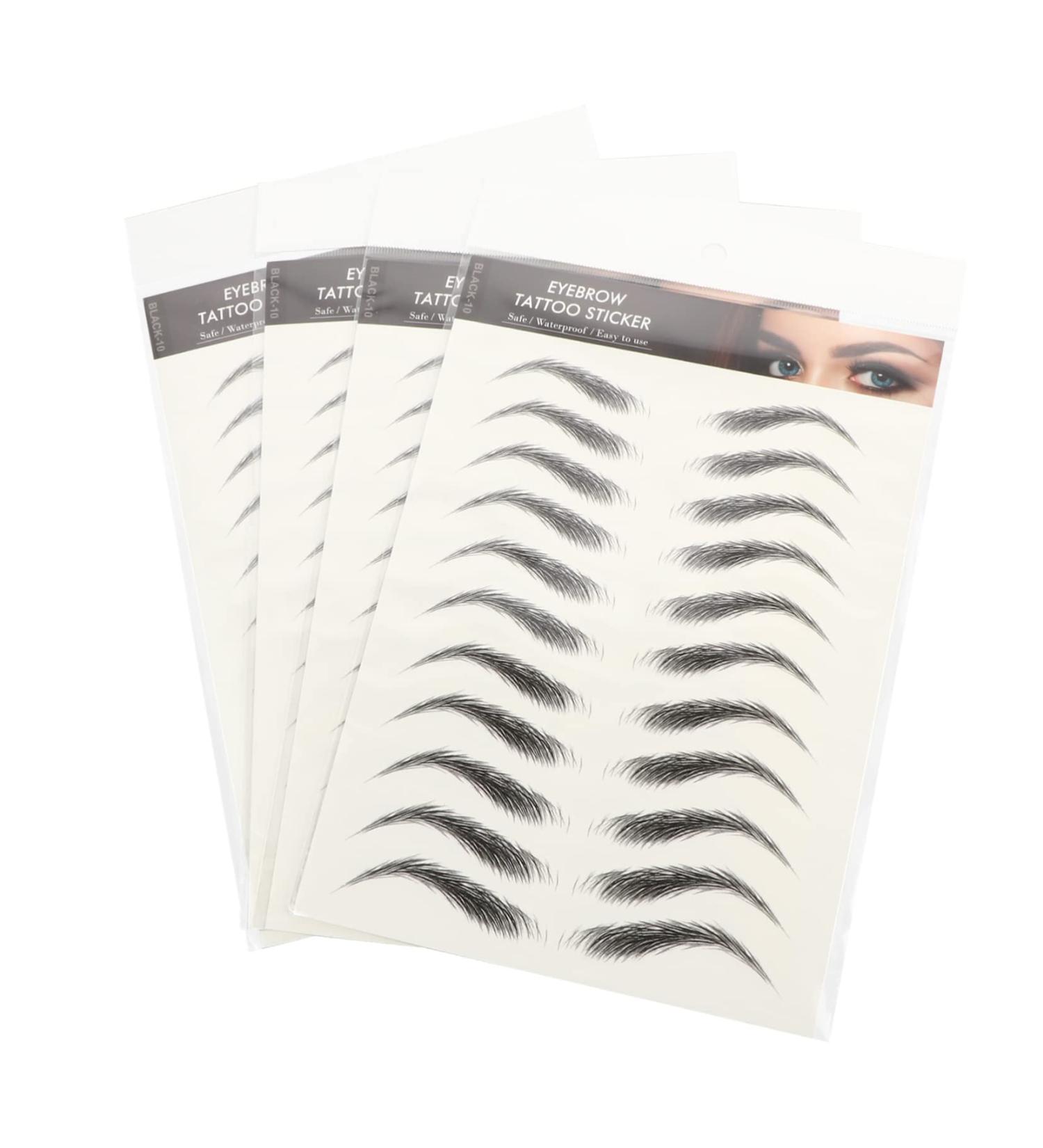 Beavorty 4 Sheets Waterproof Eyebrow Stickers Black Stickers Natural Brow Eyebrow Temporary Brow Tattoos Tool 1 count (Pack of 1) Black - Buy Online on GoSupps.com