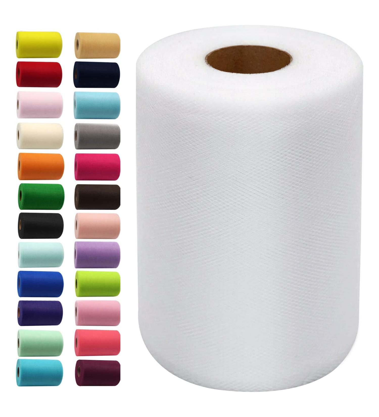 White Tulle Fabric Roll - 6 Inch x 100 Yards - Perfect for DIY Tutus, Wedding Decor, and Crafts - Buy Online on GoSupps.com