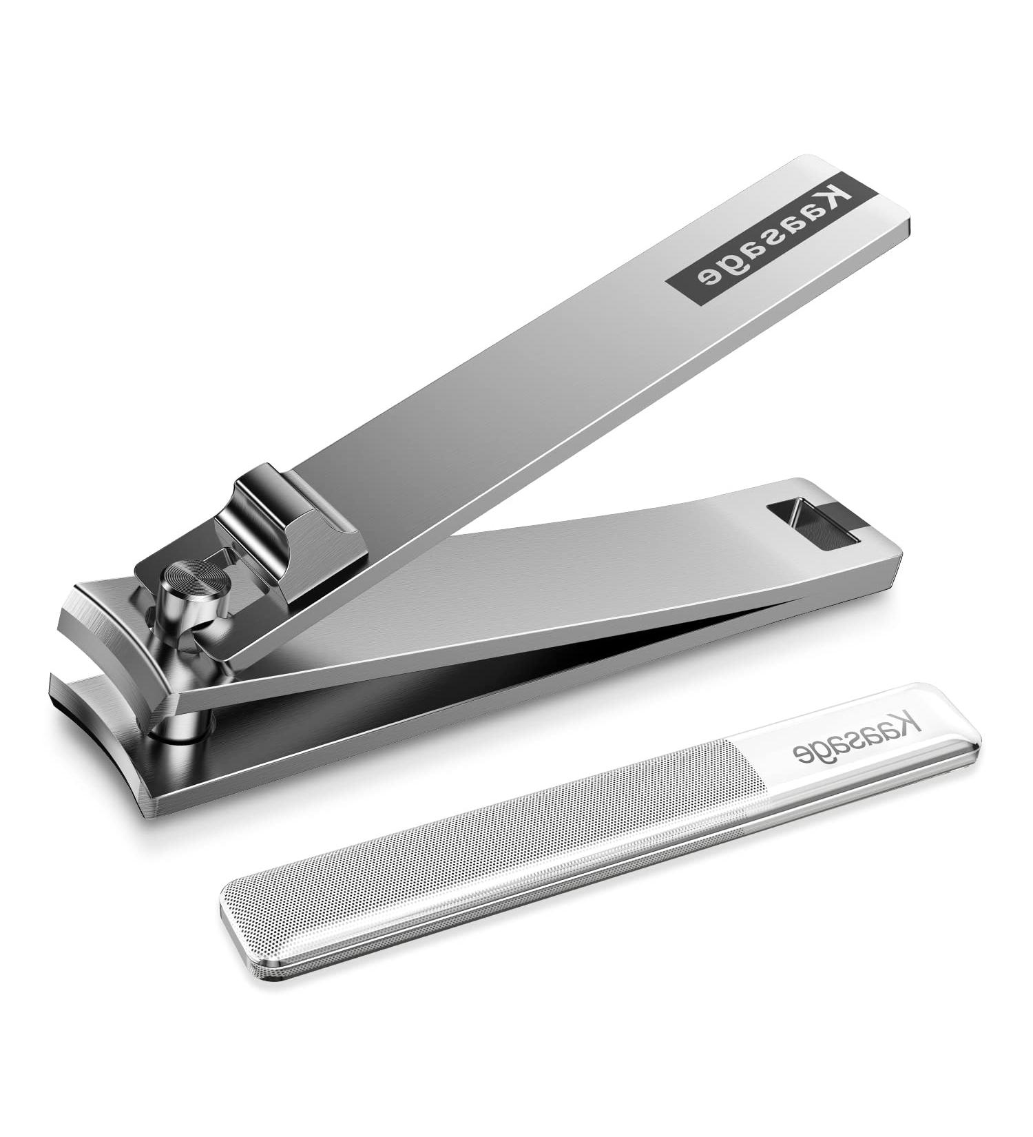 Kaasage Nail Clipper and File - Classic Stainless Steel Nail Cutter with Glass Nail File Clip Fingernails and Toenails Easily Gift for Men Women & Seniors - Buy Online on GoSupps.com