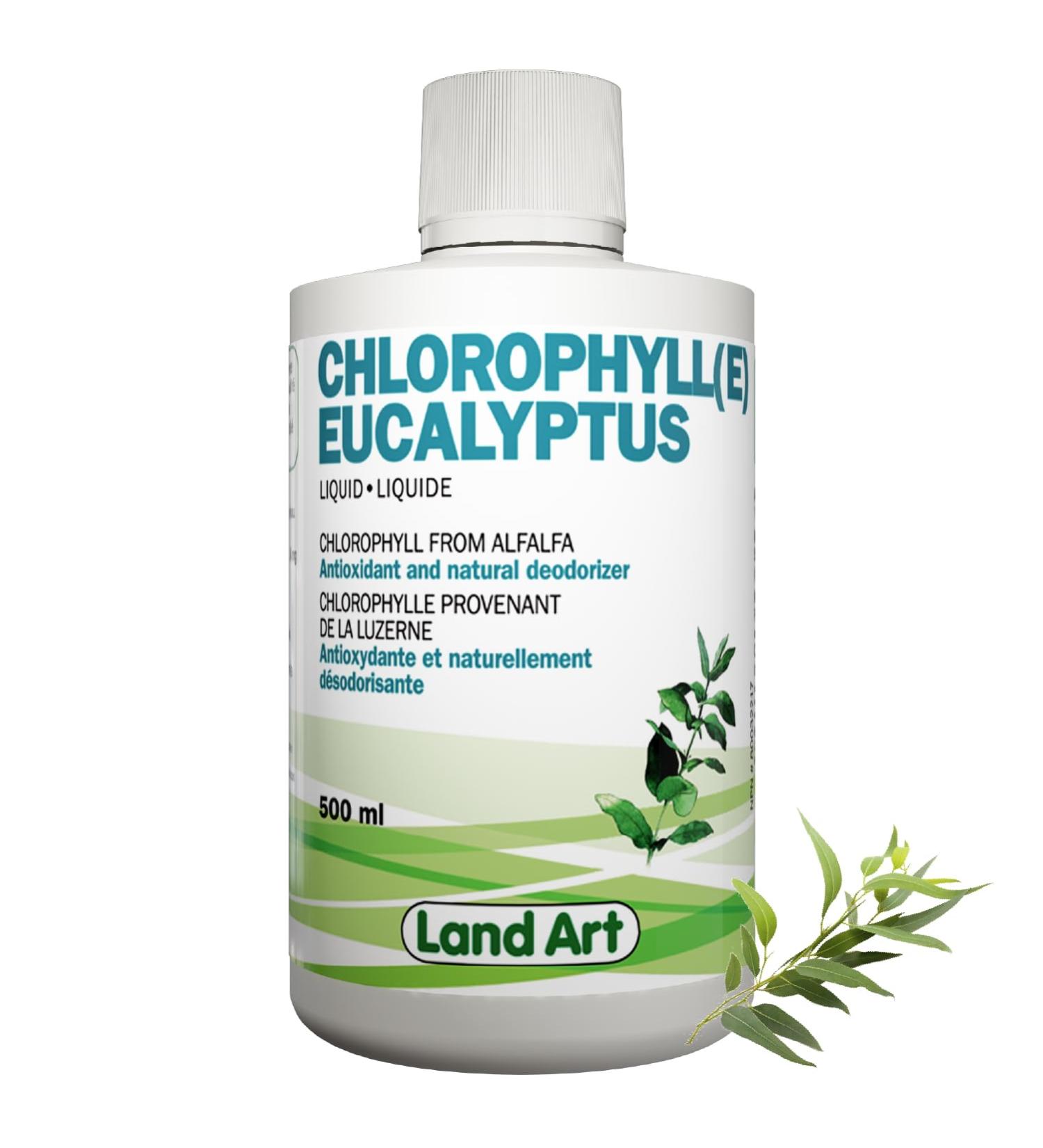 Liquid Chlorophyll Eucalyptus 500ml Cold Extracted from Non-GMO Alfalfa - Detox - Alkaline - Natural Body Deodorant Antioxidant - Made in Canada - Buy Online on GoSupps.com