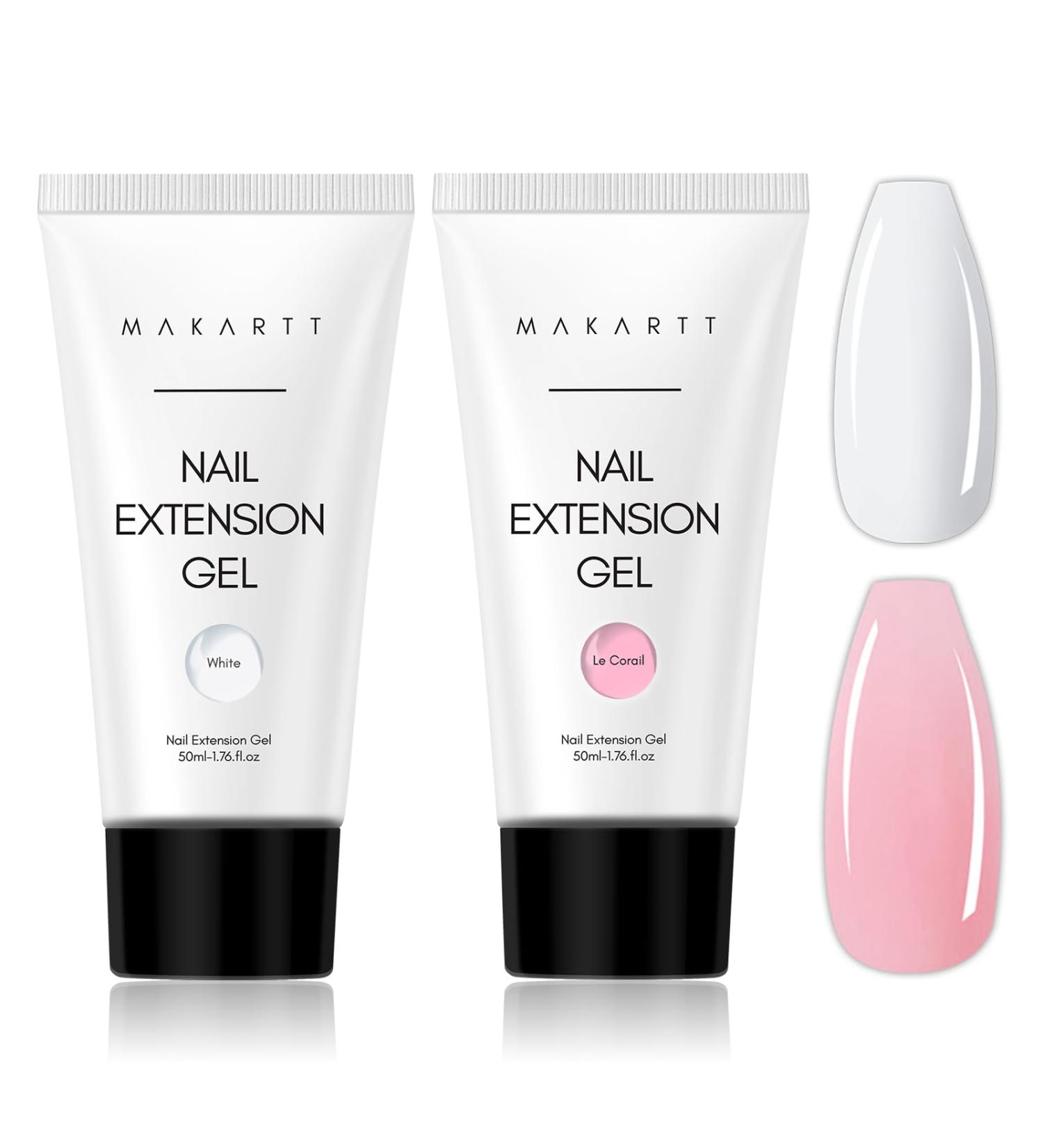 Makartt Poly Nail Gel Set - Gel Builder Spring Pink White Gel Nail Extension Kit Nail Strengthener 3D DIY Nail Art Design French Manicure Home Salon Clear+le Corail - Buy Online on GoSupps.com