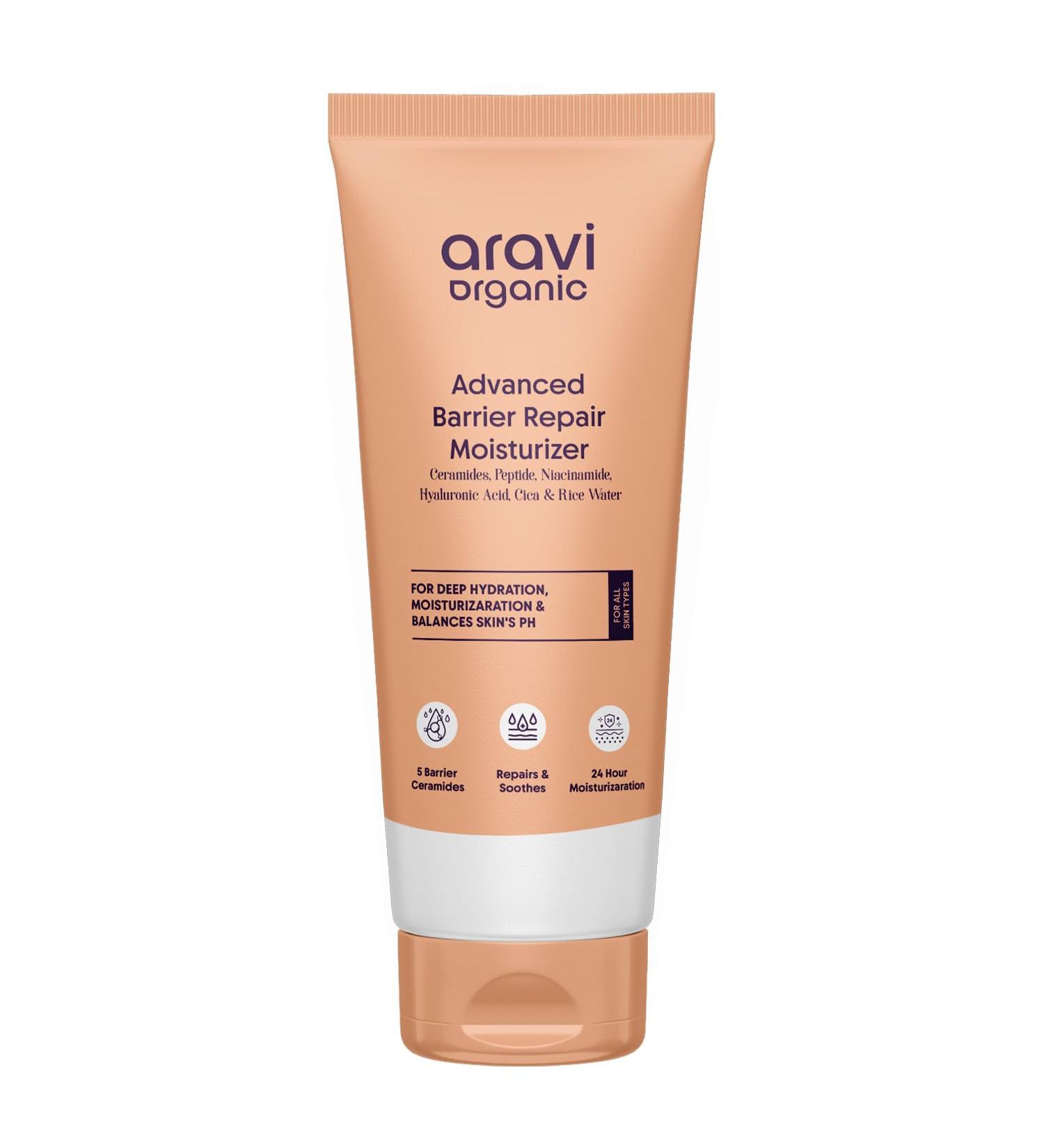 Aravi Organic Advanced Barrier Repair Moisturizer - With Ceramide Peptide Hyaluronic Acid & Cica - For Deep Moisturizing Strengthening & Skin Barrier Repair - For All Skin Types - 3.5 OZ /100 gm - Buy Online on GoSupps.com
