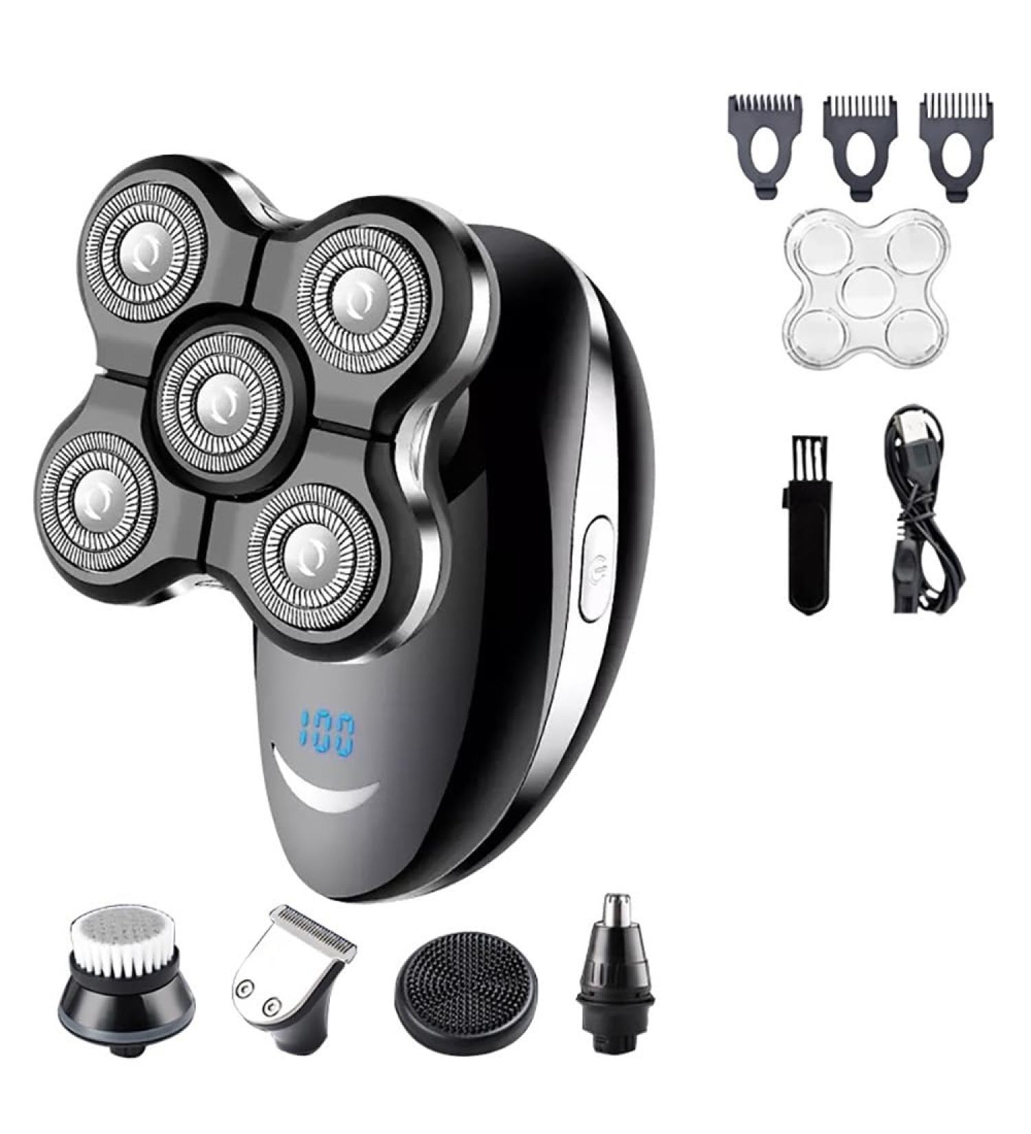 5 in 1 Electric Shaver for Men - Beard Trimmer Bald Head Razor & Nose Hair Trimmer with LCD Display - International Shipping - Buy Online on GoSupps.com