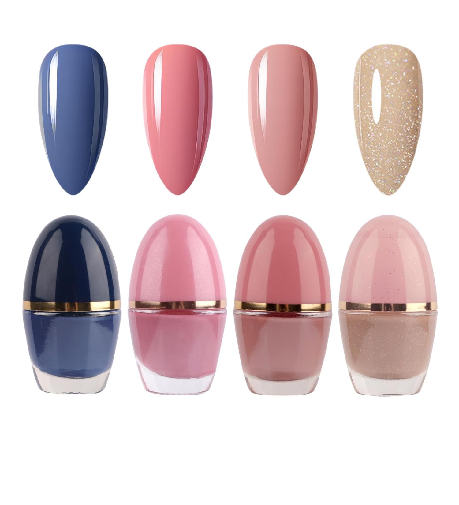 Nude Nail Polish Set Pink Nail Varnish Set Long Lasting Glitter Nude 4 Colors Nail Polishes Quick Dry Nail Polish for Women Girls DIY Nail Art at Home 7ML - Buy Online on GoSupps.com