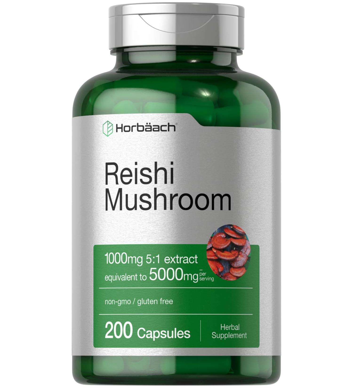 Horb ach Reishi Mushroom Capsules | 200 Count | Non-GMO and Gluten Free Extract Supplement - Buy Online on GoSupps.com