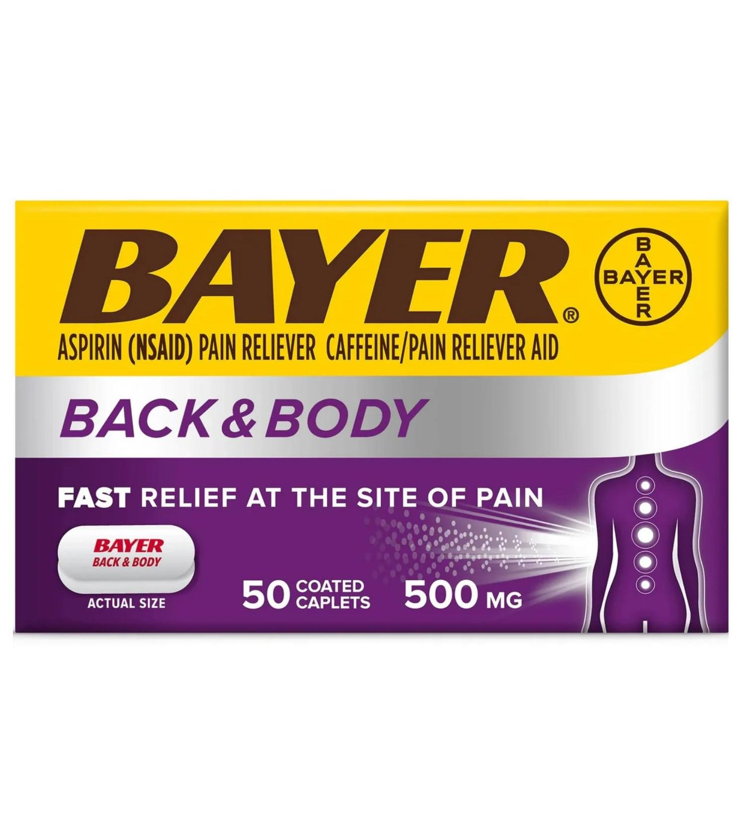 Bayer Back& Bdy Pain Xs Size 50ct Bayer Extra Strength Back & Body Pain 500 Mg Aspirin - Buy Online on GoSupps.com