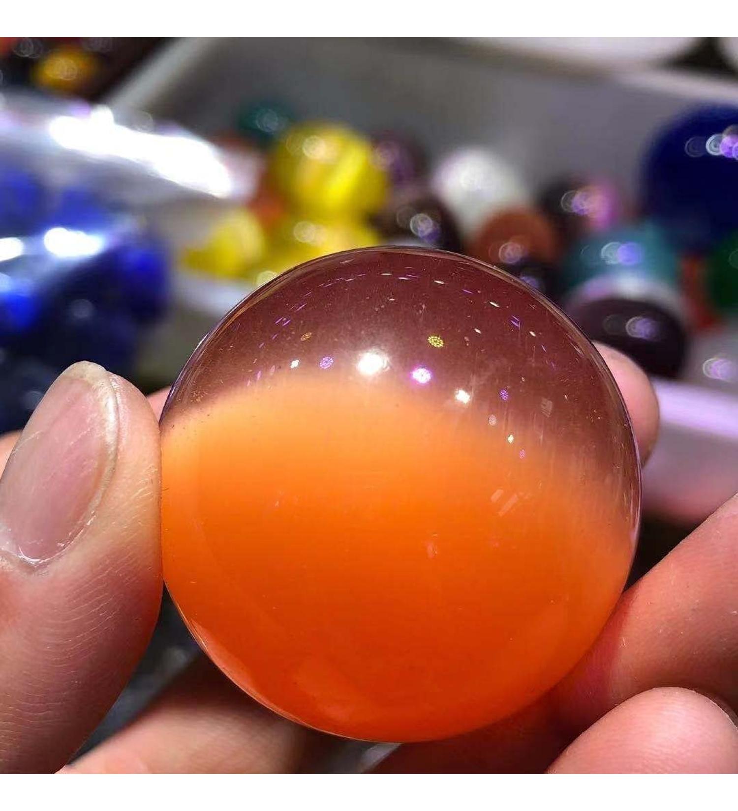 Rare Natural deep Yellow cat Eye Crystal Ball Beautiful Full of Texture (Size : 50mm) - Buy Online on GoSupps.com