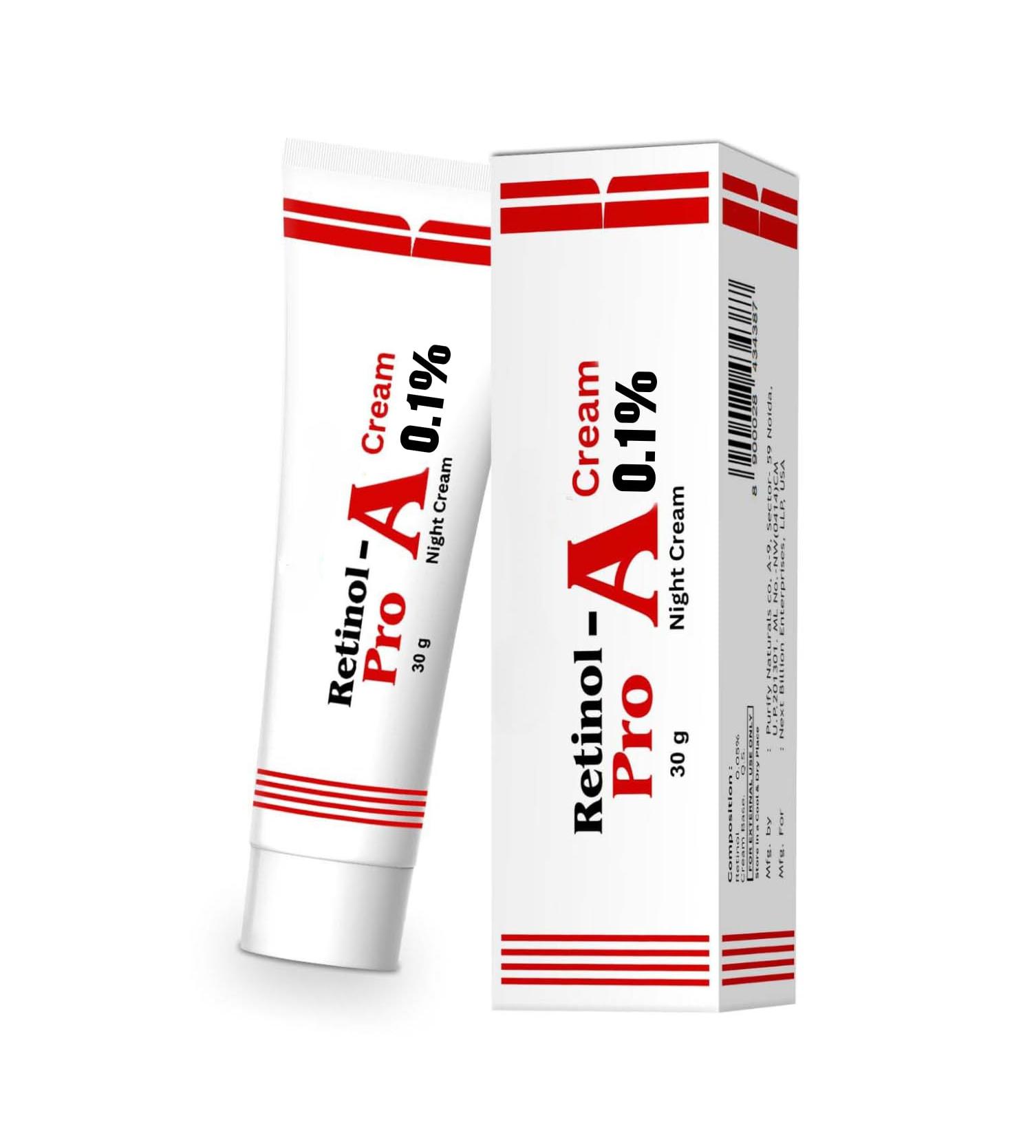 Retinol Pro Night Cream 0.1 Vitamin A Fine Lines Sun Spots Anti-Aging (30 Gram / 1.05 Oz) Retinol Pro Cream-0.1