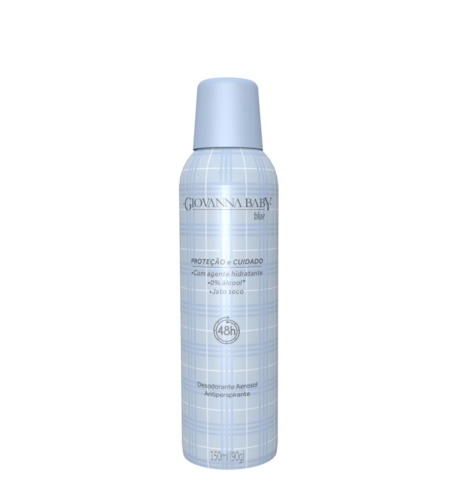 Linha Tradicional Giovanna Baby - Desodorante Antitranspirante Aerossol Blue 150ml - (Giovanna Baby Classic Collection - Blue Deodorant & Antiperspirant Aerosol 5.07 Fl Oz)