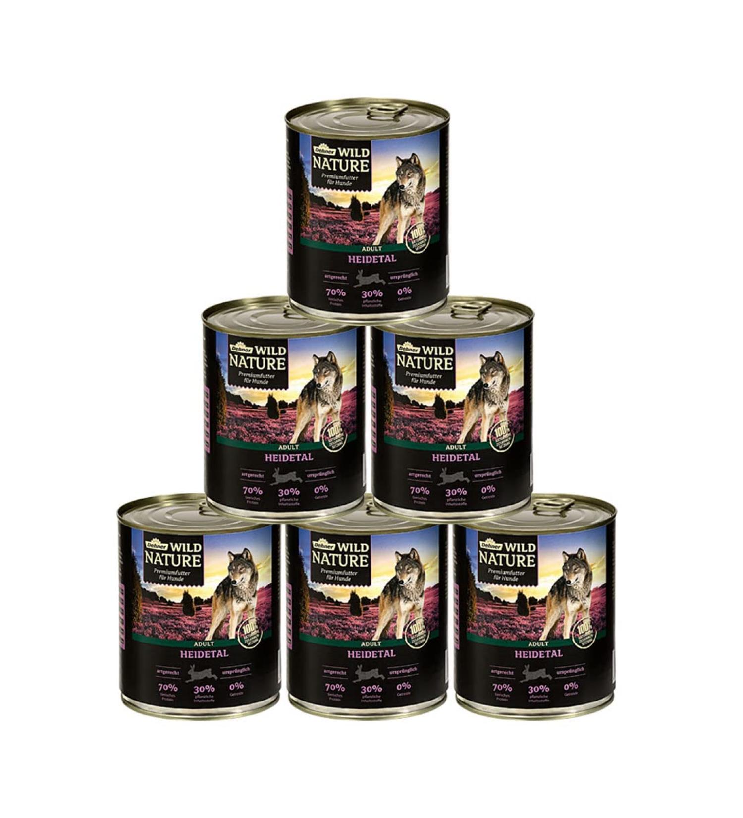 Dehner Wild Nature Grain-Free Wet Dog Food for Adults - Lamb & Rabbit 6 x 800g Cans - Sugar-Free International Shipping Available - Buy Online on GoSupps.com