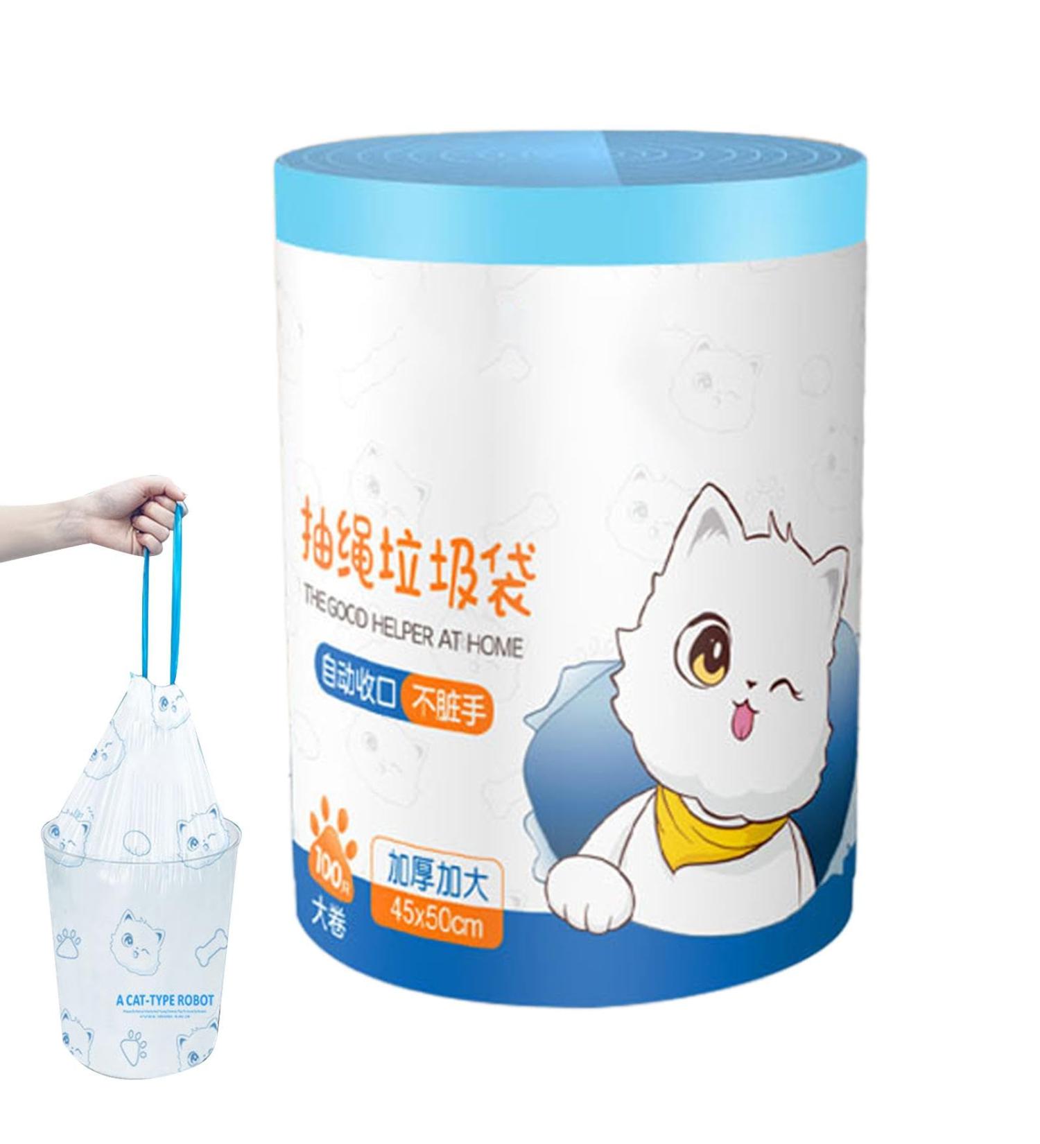 Drawstring Trash Bags Garbage Handle Waste Bags 100 Household Waste Automatic Closing Organizing Pouch For Toilet Bathroom Kitchen - Buy Online on GoSupps.com