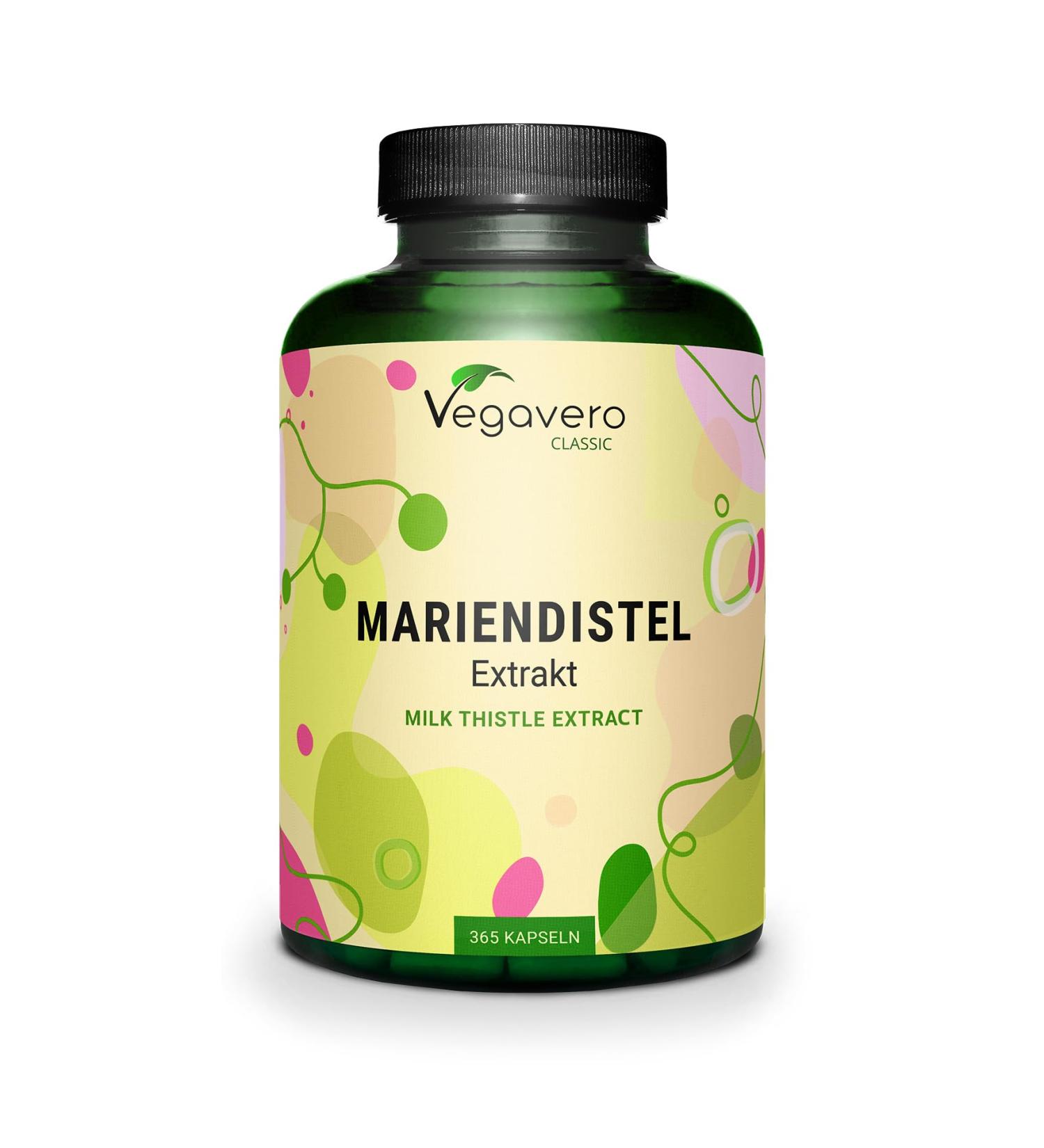 Vegavero Marie Thistle | 365 Capsules | With 80% Silymarin + 30% Silybin | No Additives | Natural Liver Deturative + Digestion | Vegan - Buy Online on GoSupps.com