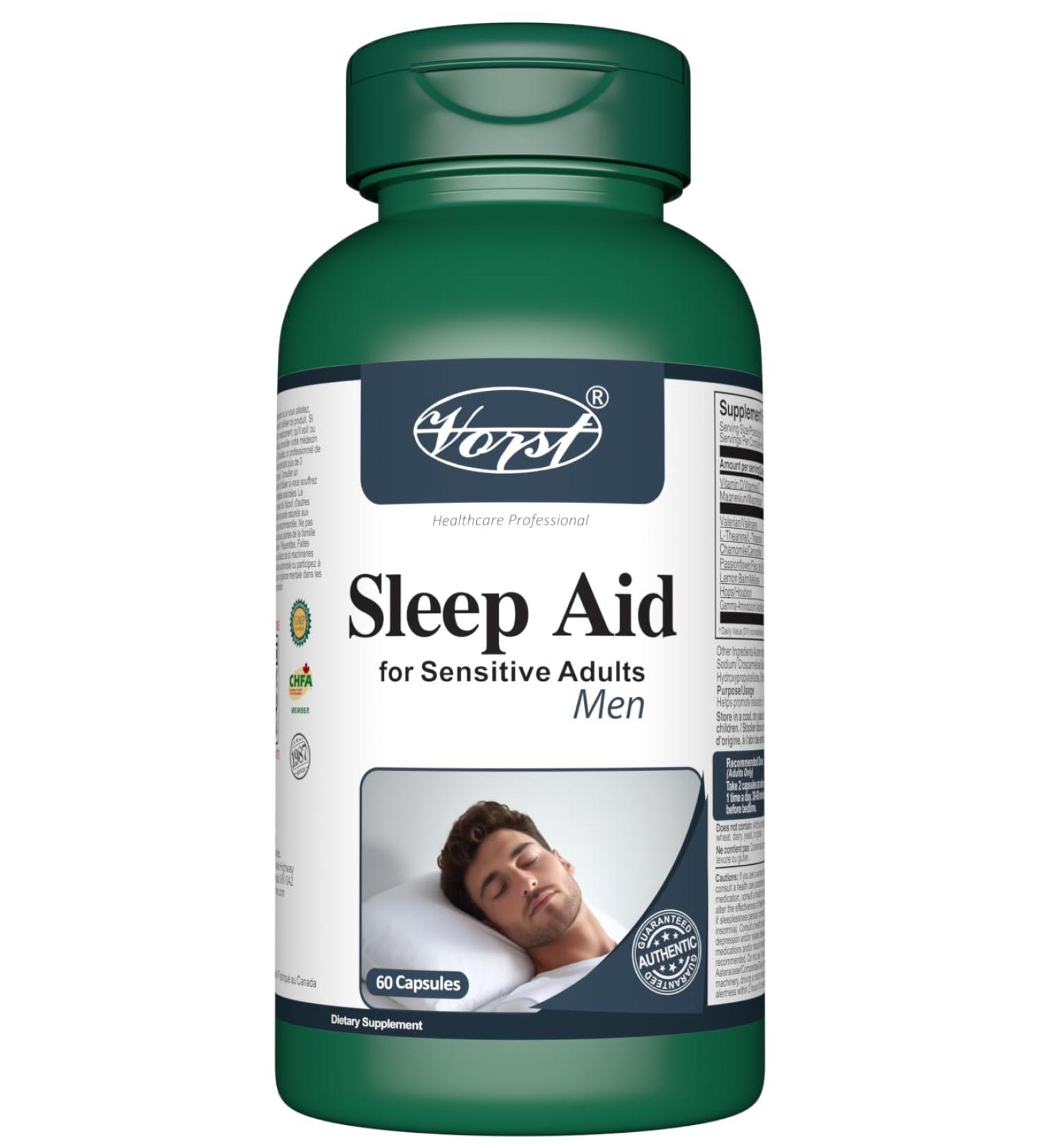 VORST Natural Sleep Aid Supplement for Men 60 Capsules | Powder Pills | 1 Bottle 60 count (Pack of 1) - Buy Online on GoSupps.com