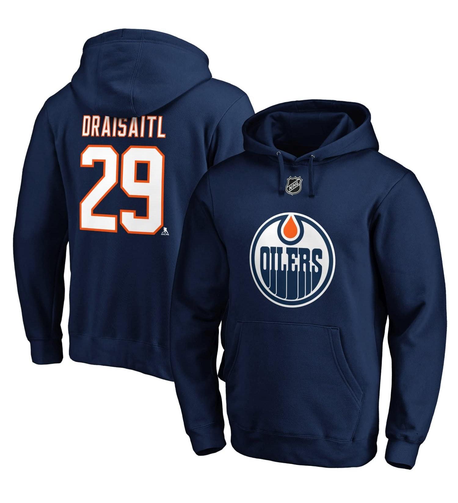 Buy Fanatics Leon Draisaitl #29 Edmonton Oilers NHL Hoodie - Iconic Player Navy M Blue | International Shipping Available - Buy Online on GoSupps.com
