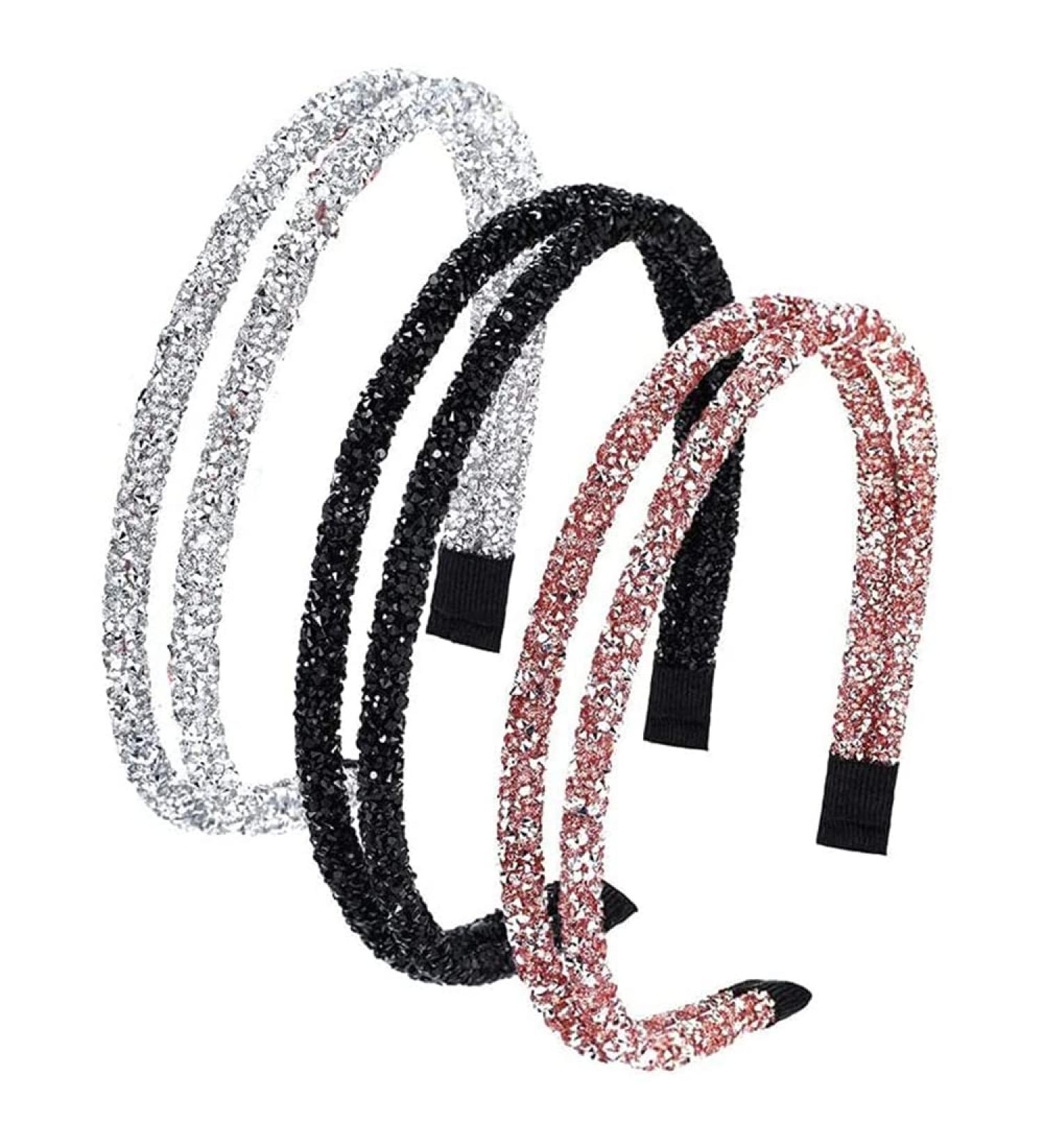 Shop Stylish Strass Hair Bands | Double Crystal Rhinestone Headbands for Women & Girls - Silver Black & Champagne - Buy Online on GoSupps.com