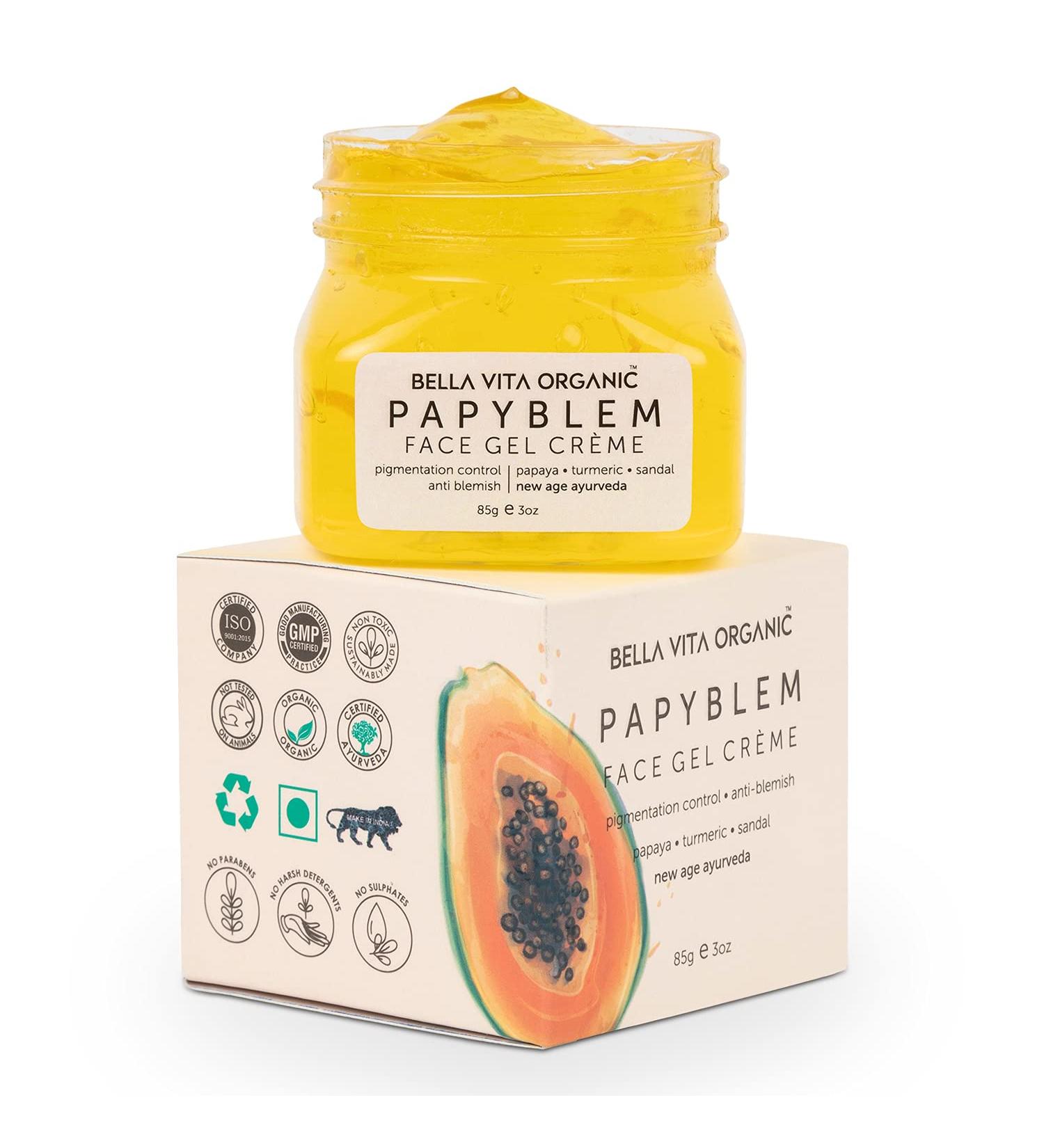 Bella Vita Organic Papaya Face Cream Gel - Glow Pigmentation & Blemish Removal with Saffron | 60g - Buy Online Now - Buy Online on GoSupps.com