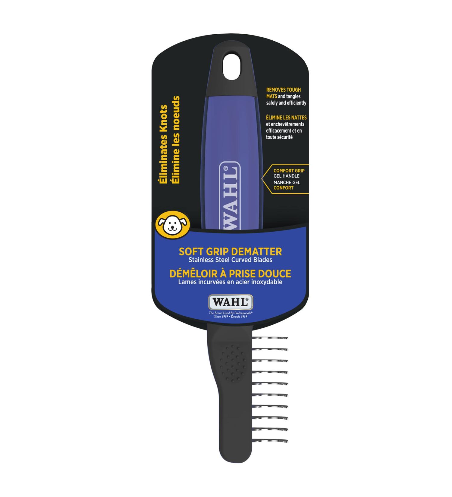 Wahl Canada Soft Grip Dematter Eliminates Knots Stubborn Mats & Tangles Easily and Gently Removes Stubborn Mats and Tangles Dog Brush Comfort Grip Gel Handle Great for Dog Grooming - Model 58446 - Buy Online on GoSupps.com