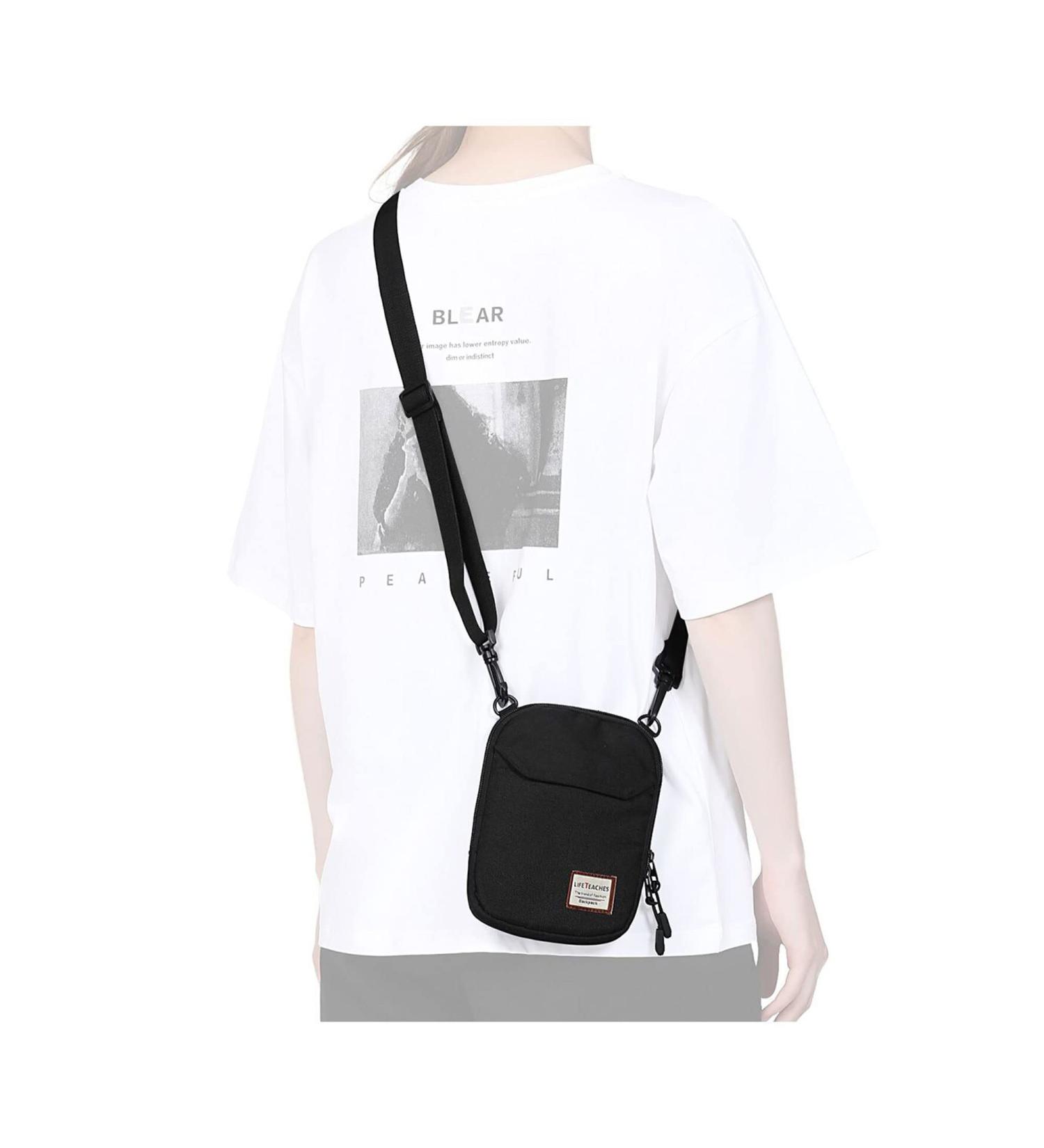 Mini Crossbody Shoulder Bag | Unisex Mini Messenger Satchel in Black - Buy Online on GoSupps.com