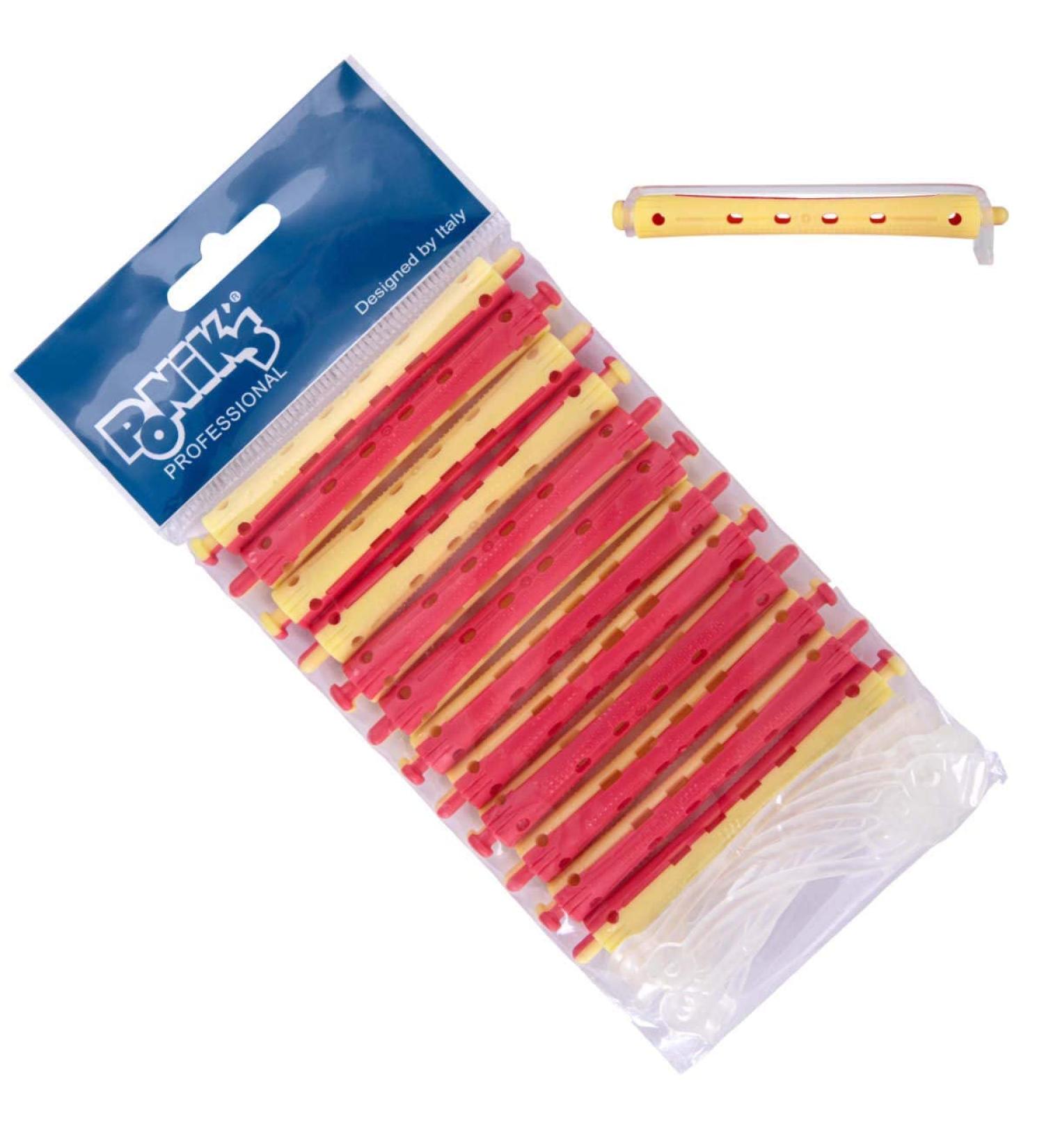 Poniks Constant Waves Wickler - 9mm Cold Wave Winder Set | 12 Pieces Red & Yellow - Perfect for Permanent Curls - Buy Online on GoSupps.com