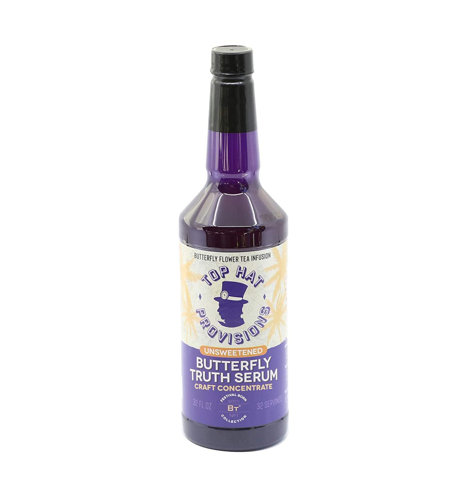 Top Hat Butterfly Truth Serum - Keto-Friendly Zero Calorie Butterfly Tea Infusion - 32oz Unsweetened Blue Tincture for Indigo Cocktails - Buy Online on GoSupps.com