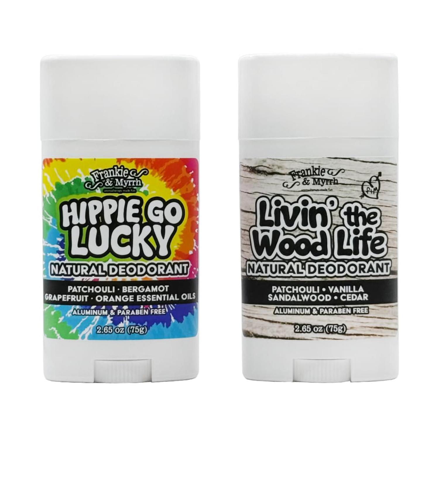 Frankie & Myrrh Hippie Go Lucky and Livin' the Wood Life Dynamic Deo Duo | 2 pack Patchouli Natural Deodorant Bundle 2.56 Oz. Ea. - Buy Online on GoSupps.com