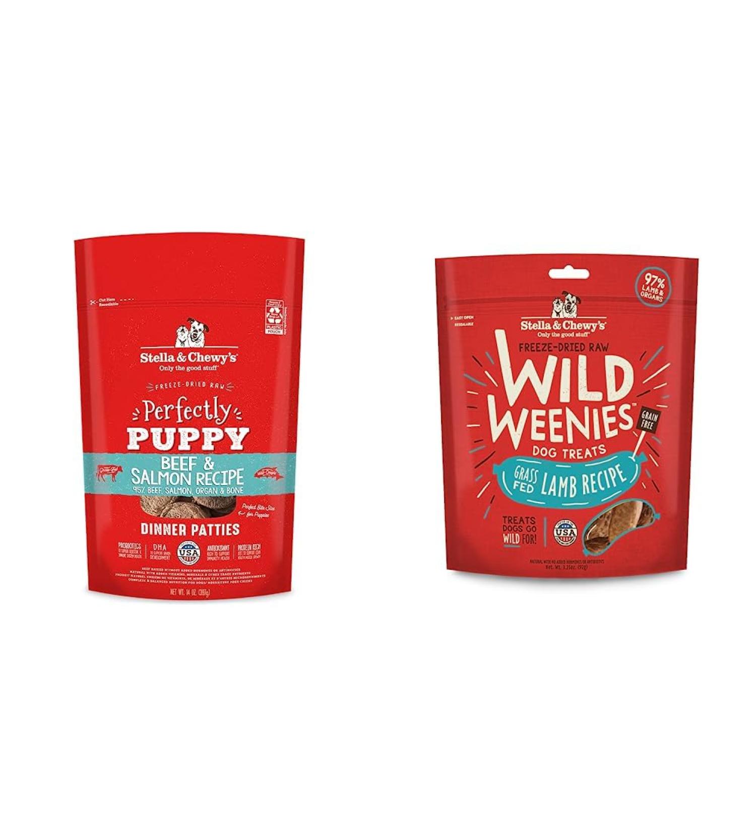 Stella & Chewy's Freeze Dried Raw Dinner Patties (Puppy Beef & Salmon) + Wild Weenies (Lamb Treats) 397 g (Pack of 1) Beef & Salmon for Puppies+ Dog Treats - Buy Online on GoSupps.com