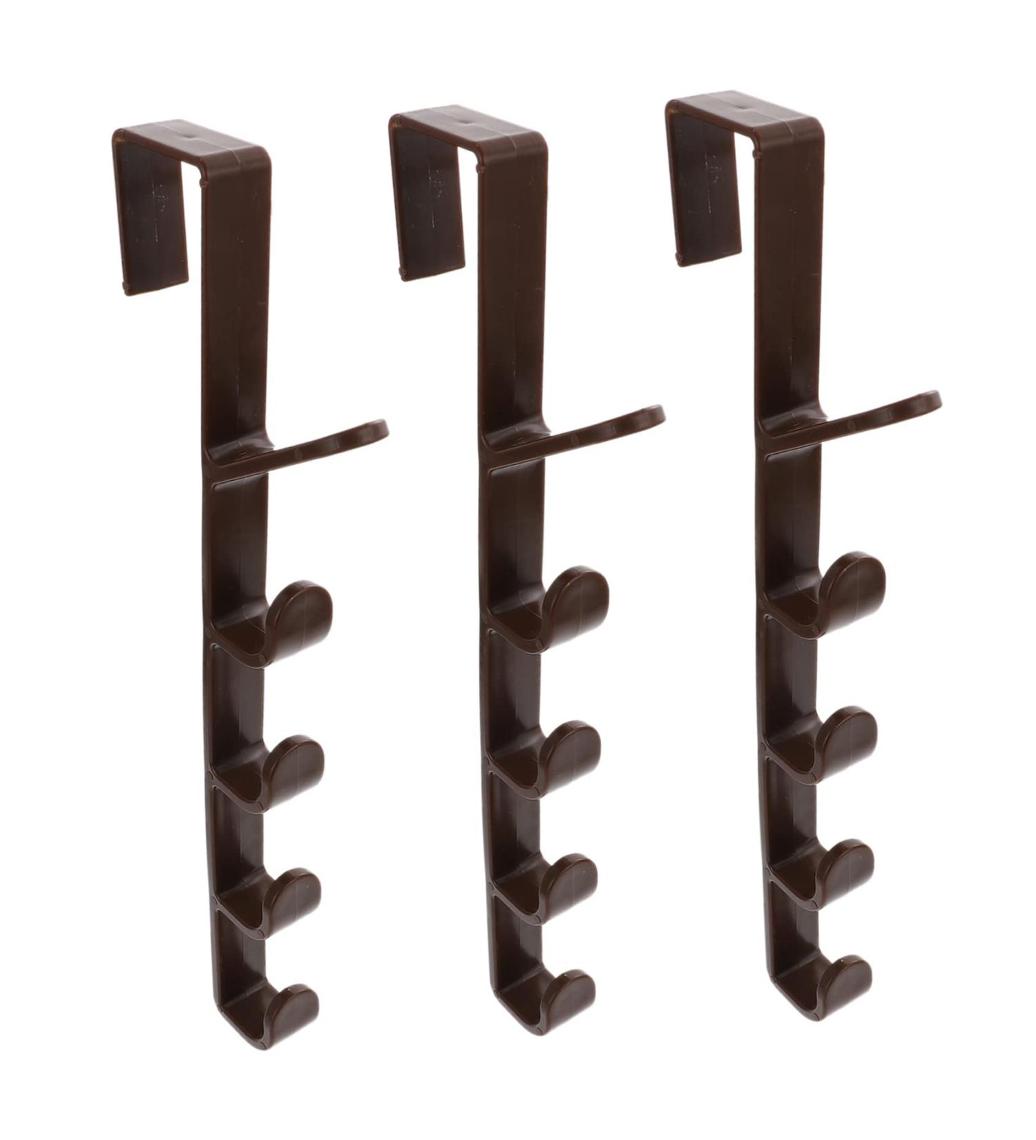 Parliky 3pcs Door Coat Hook Hat Hooks Coat Hangers Sundries Hanger Bag Door Back Hook Hanger Door Hook Towel 28.5X3.8X2CM Brown - Buy Online on GoSupps.com