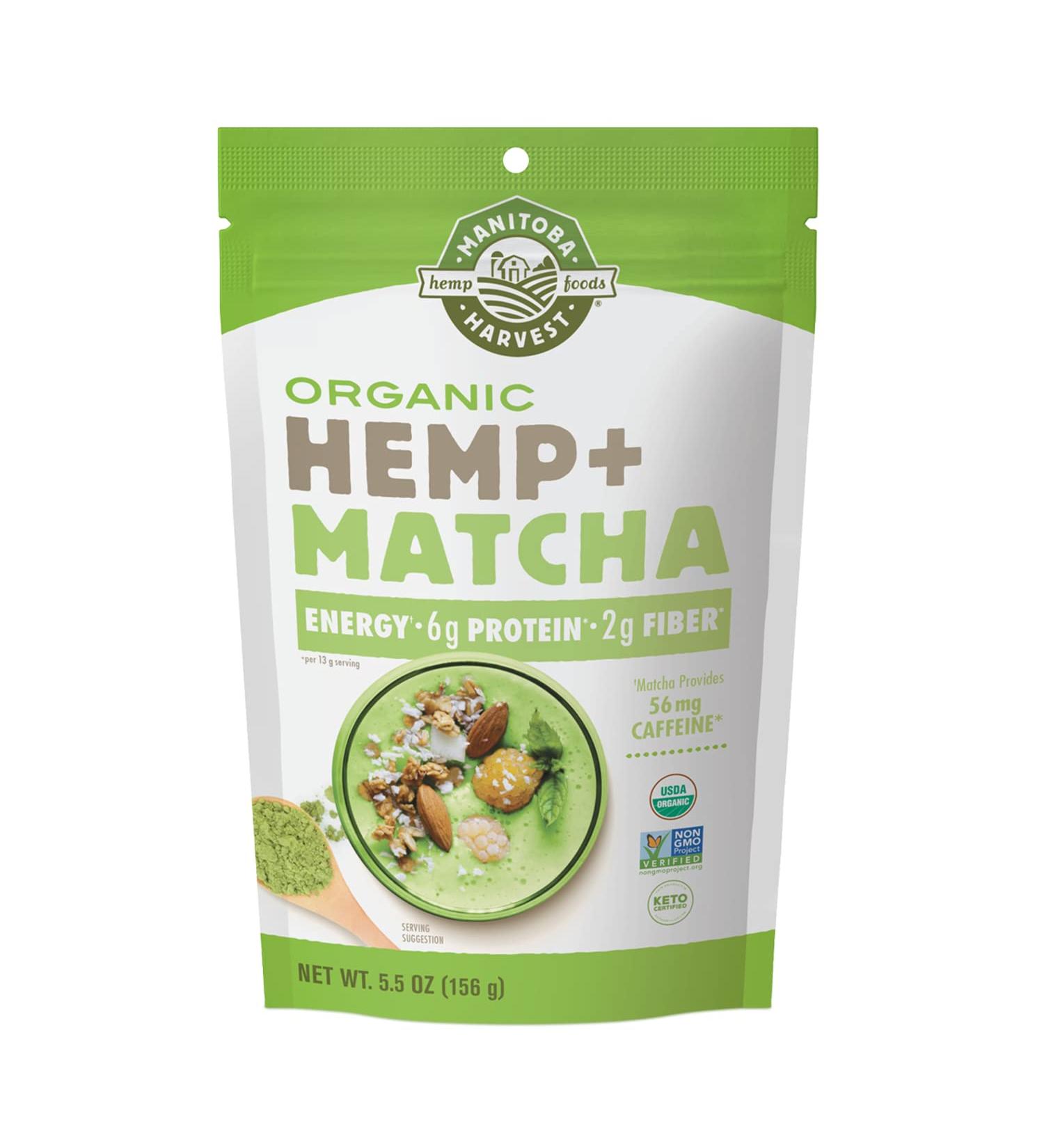 Manitoba Harvest Organic Hemp & Matcha Powder 5.5 oz | Energy Protein Blend with 6g Protein & 2g Fiber | Matcha Powder for Smoothies | Vegan & Non-GMO | 56g Caffeine - 5.5 Ounce - Buy Online on GoSupps.com