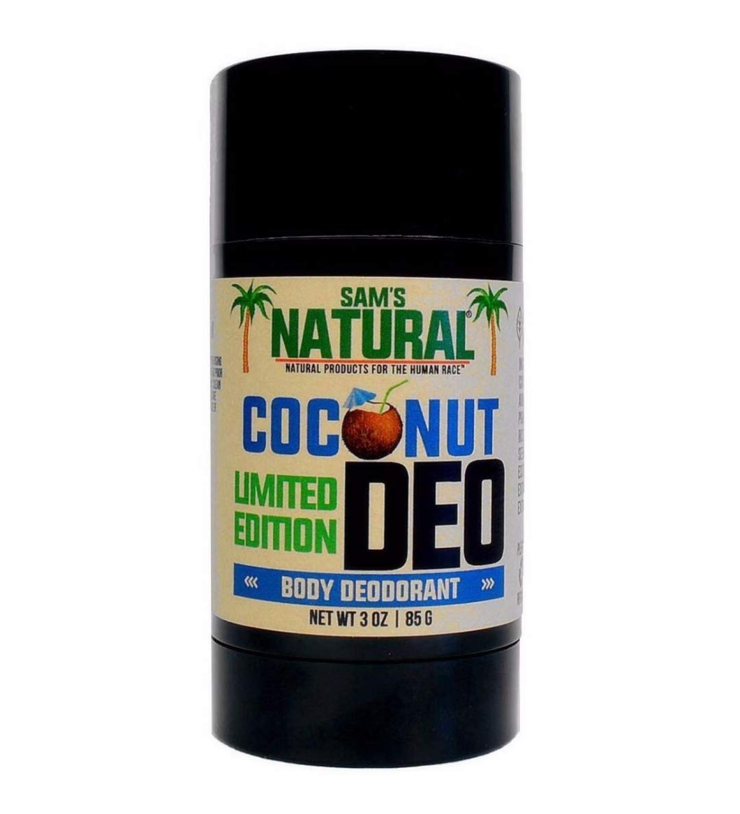 Sam's Natural Deodorant - 3 oz - Holiday Gifts - Stocking Stuffers - Natural - Vegan and Cruelty Free - America's Favorite (Coconut) - Buy Online on GoSupps.com