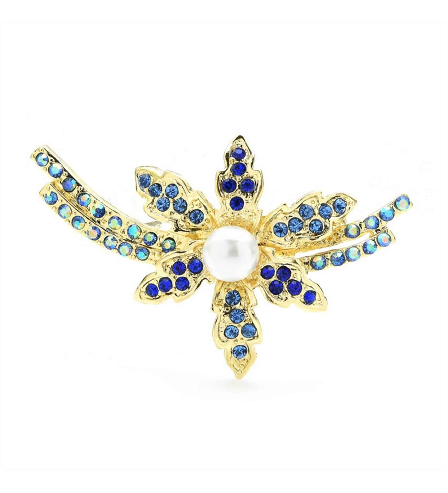WIPPWER Pin Jewelry Gifts for Women Ladies Fashion Accessories Flower Brooch Blue Rhinestone Wedding Party Brooch Cardigan Jacket Coat Brooch Brooches & Pins - Buy Online on GoSupps.com