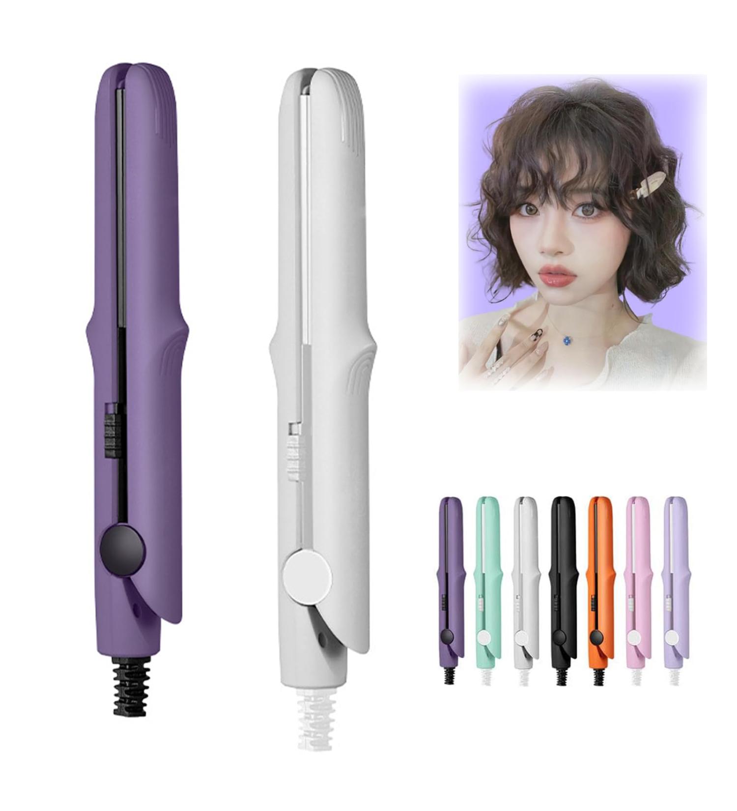 2-in-1 Mini Curling Wand & Flat Iron Hair Straightener Mini Dual Purpose Curling Iron Mini Curling Iron for Short Hair Portable Travel Curling Wand & Straightening Iron (2Pcs-B) - Buy Online on GoSupps.com