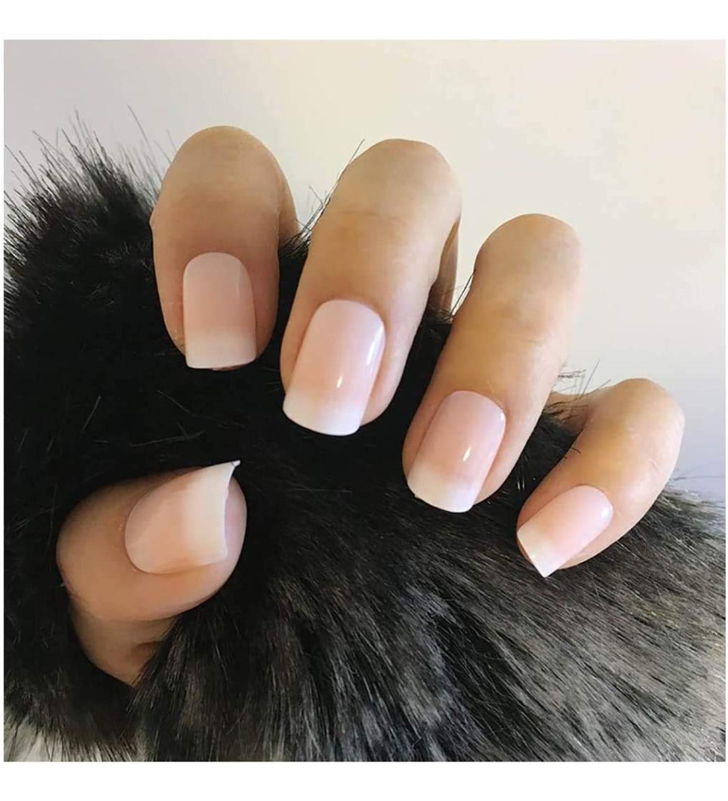 Fairvir 24pcs French Nails - Short Press-On Natural False Acrylic Nail Art Tips for Daily Use | Perfect Fake Nails for Women & Girls - Buy Online on GoSupps.com