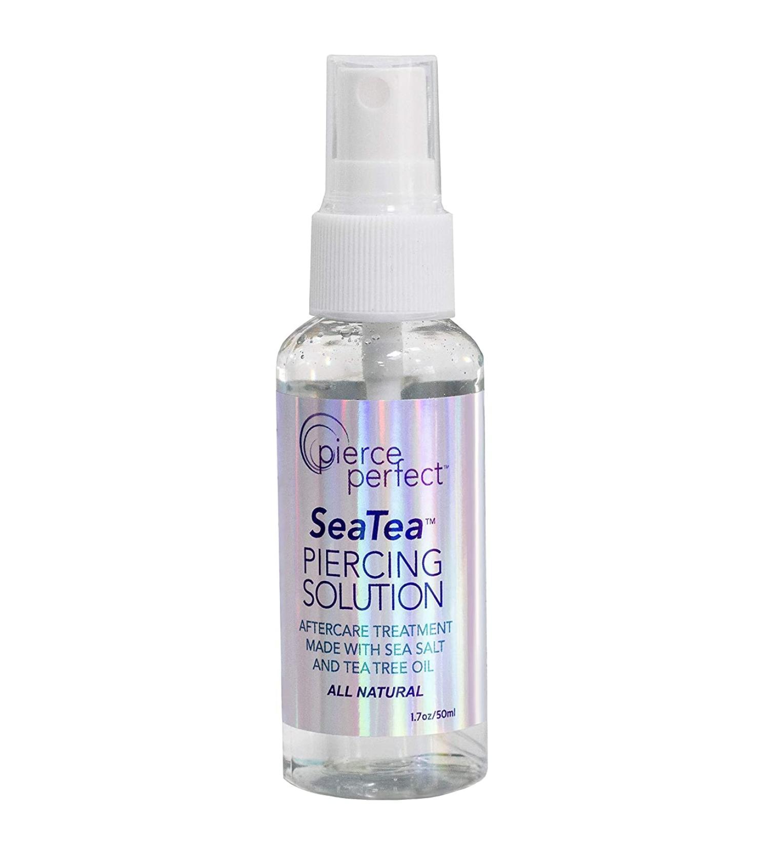 SeaTea Aftercare Ocean H2O Salt Spray, Saline Solution for Piercings, 1.7 Ounces (Pack of 2)