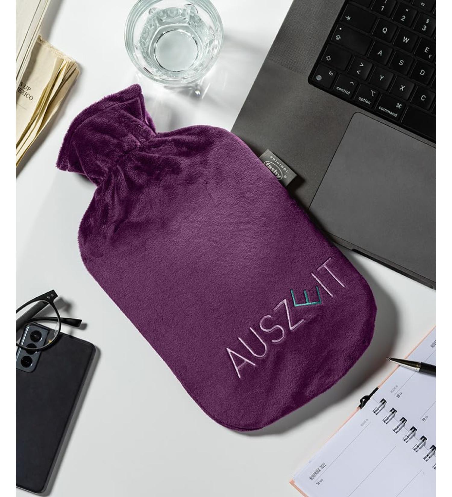 Fashy hot water bottle with fleece cover "Auszeit" purple 2.0 L