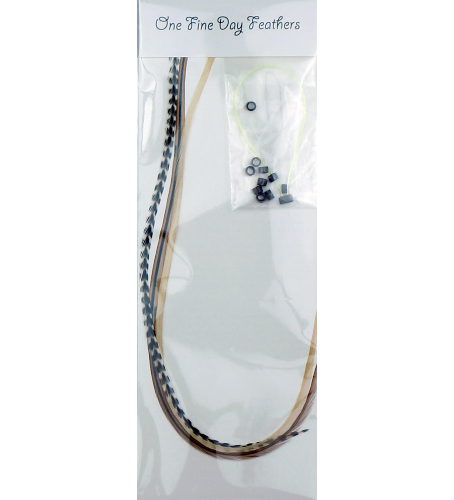 Feather Hair Extensions 3 Pack + Rings/Loop (Mixed Naturals)