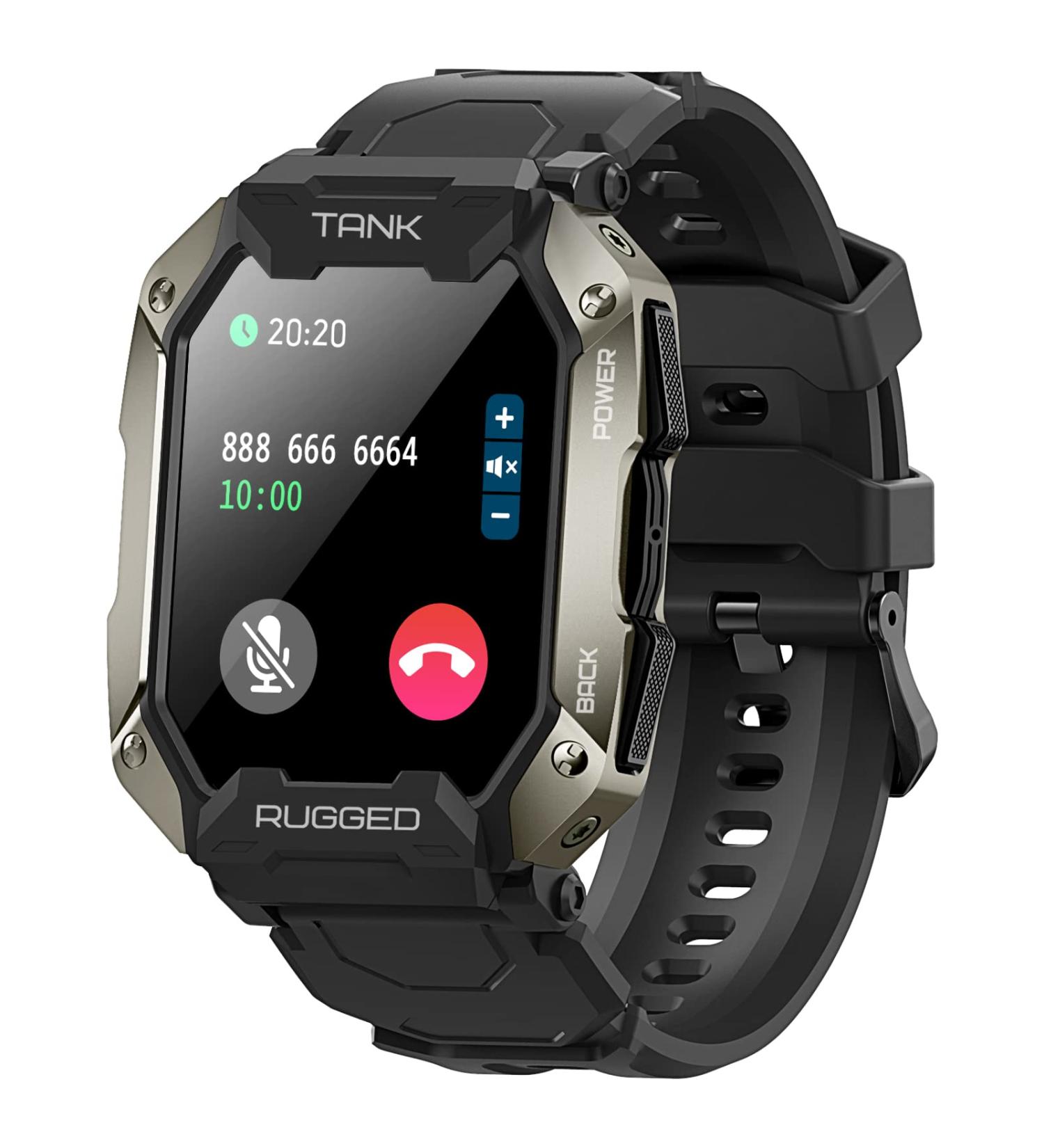 KOSPET Smart Watch for Men - Bluetooth Call Answering, Waterproof Fitness Tracker with Heart Rate & Blood Pressure - 1.72 Black Tactical Military Sports Smartwatch - Buy Online on GoSupps.com