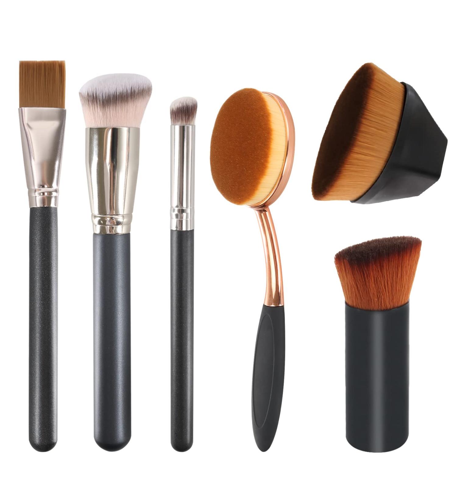 Leezead Oval Kabuki Foundation Brush - High Density Hexagon Face Makeup Brush for Liquid, Cream, and Powder - Concealer Brush for Flawless Blending - Buy Online on GoSupps.com