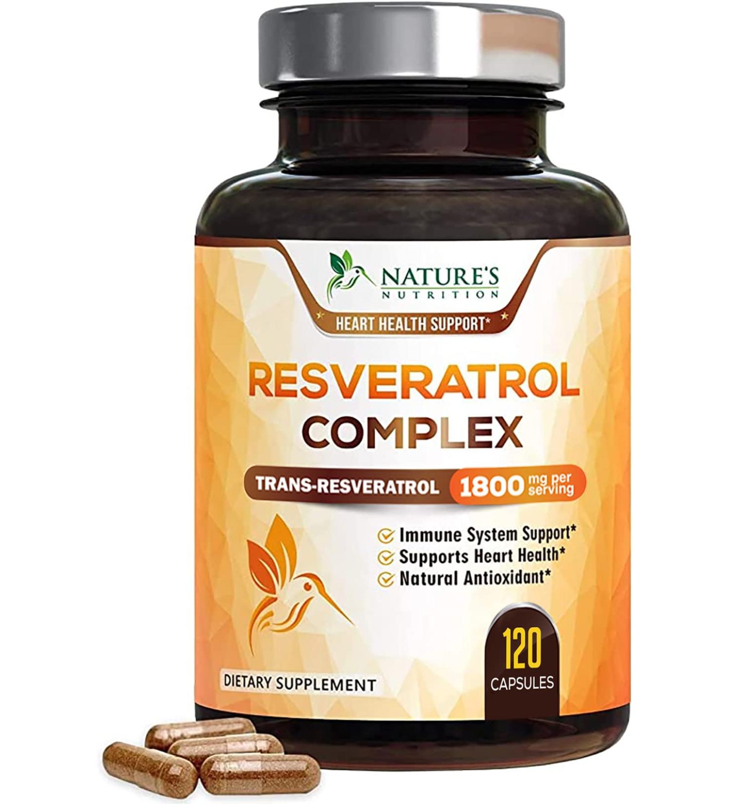 Resveratrol 1800mg - Immune & Heart Health - Trans-Resveratrol Supplement - Natural Polygonum Root - 120 Capsules - Buy Online on GoSupps.com