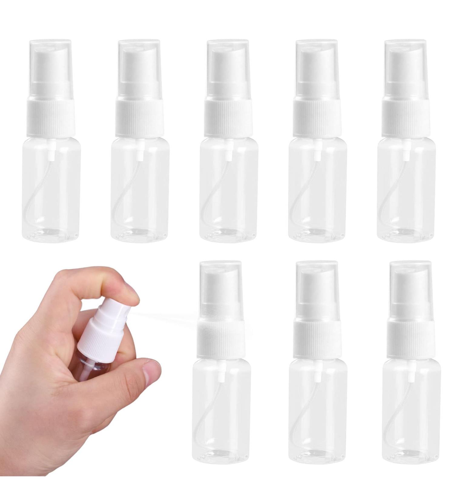 8-Pack Transparent Travel Spray Bottles - Refillable 10ml Atomizer for Fine Mist - Portable Plastic Bottle Set - Buy Online on GoSupps.com