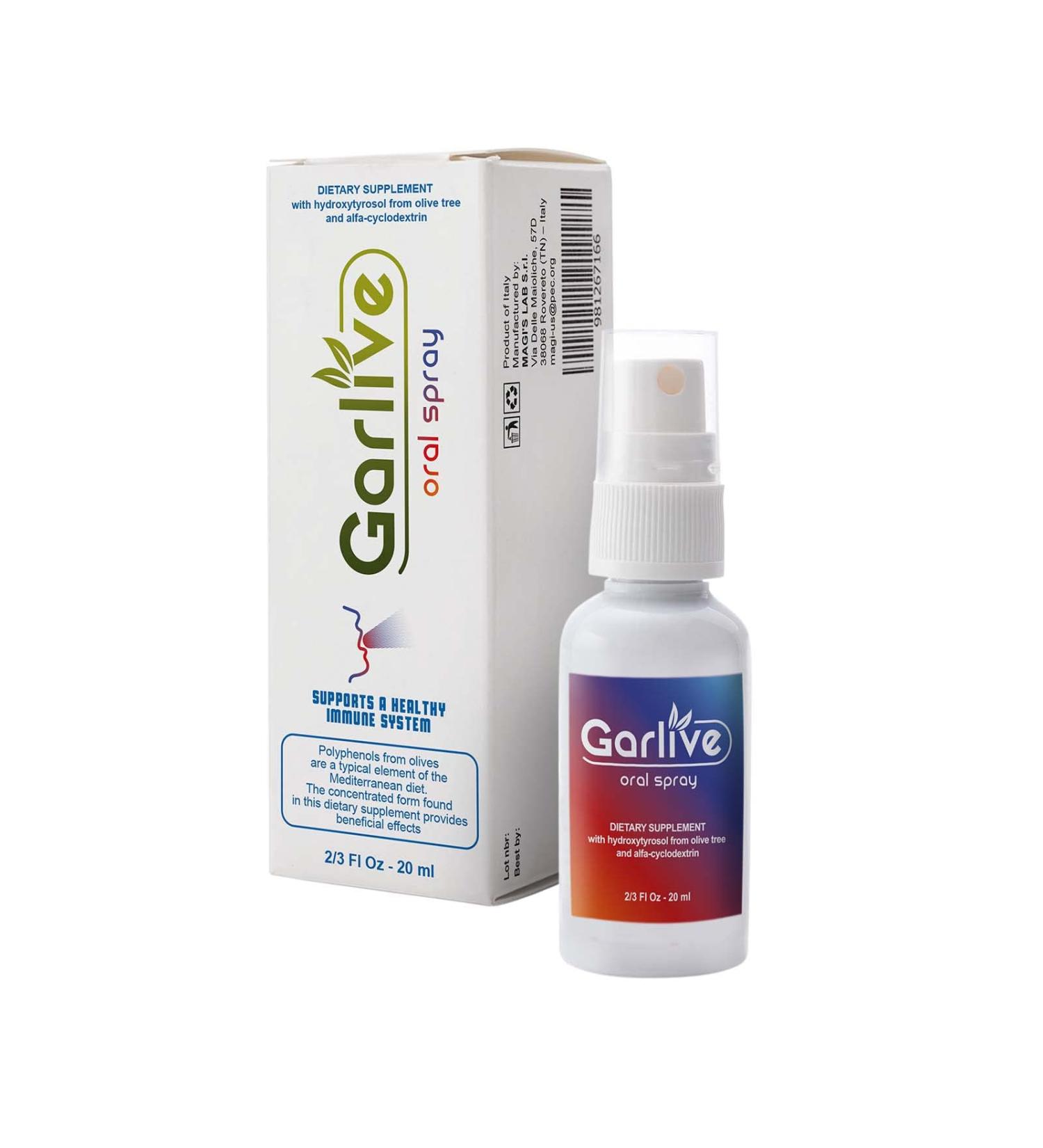 Garlive Oral Spray 20ml Dietary Supplement with Hydroxytyrosol - Boost Immune Health - Buy Online on GoSupps.com