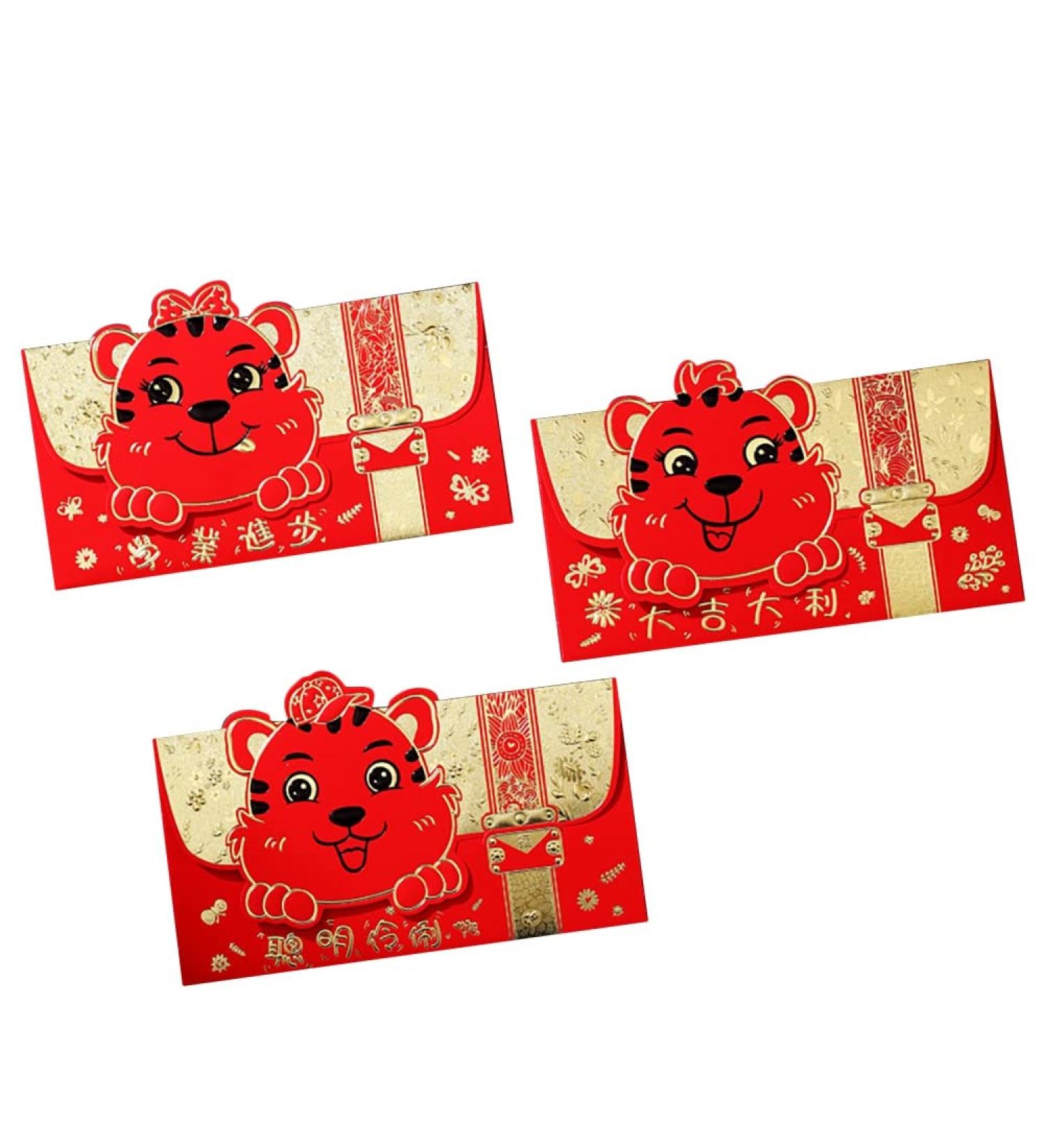 Rwedkd Pack of 3 Chinese Red Envelopes Year of the Tiger Bao Lucky Money Packages for Spring Festival Birthday Items B - Buy Online on GoSupps.com
