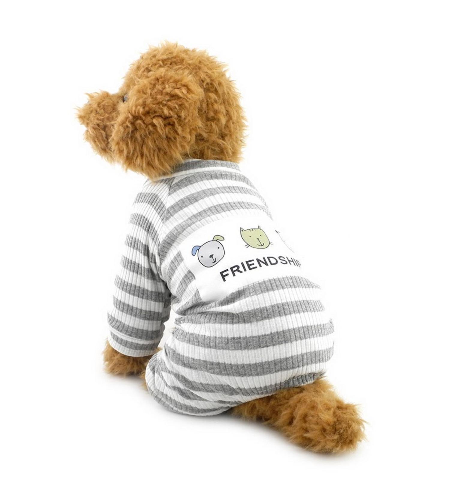 Zunea Striped Pajamas for Small Dogs | Cozy Cotton Puppy Sweatshirts & Autumn Pet Outfits | Size S Gray - Buy Online on GoSupps.com