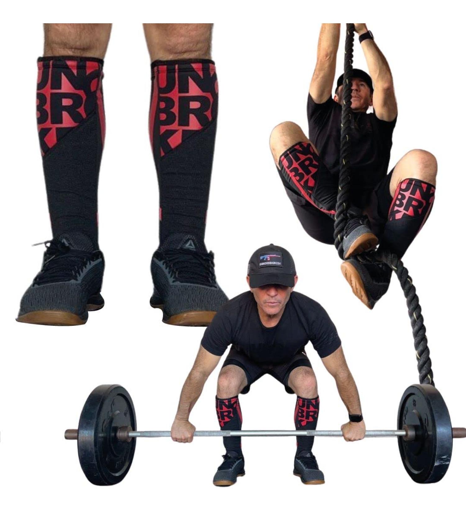 Unisex PRO Calf Compression Sleeves for Running - 7mm Red L/XL | Footless Compression Socks - International Shipping Available - Buy Online on GoSupps.com