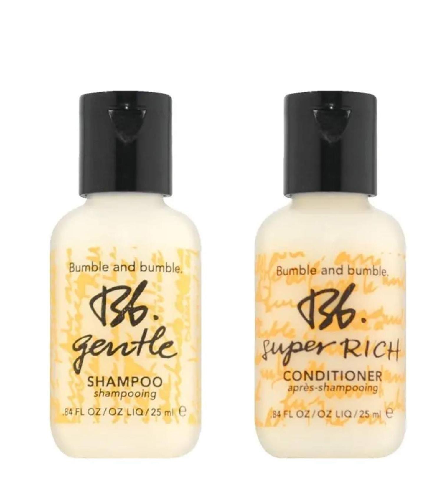 Bumble and Bumble Gentle Shampoo and Super Rich Conditioner – Sample Size – Lot of 10 (5 Each)-Each 0.84 FL Oz – Total 8.4 FL Oz
