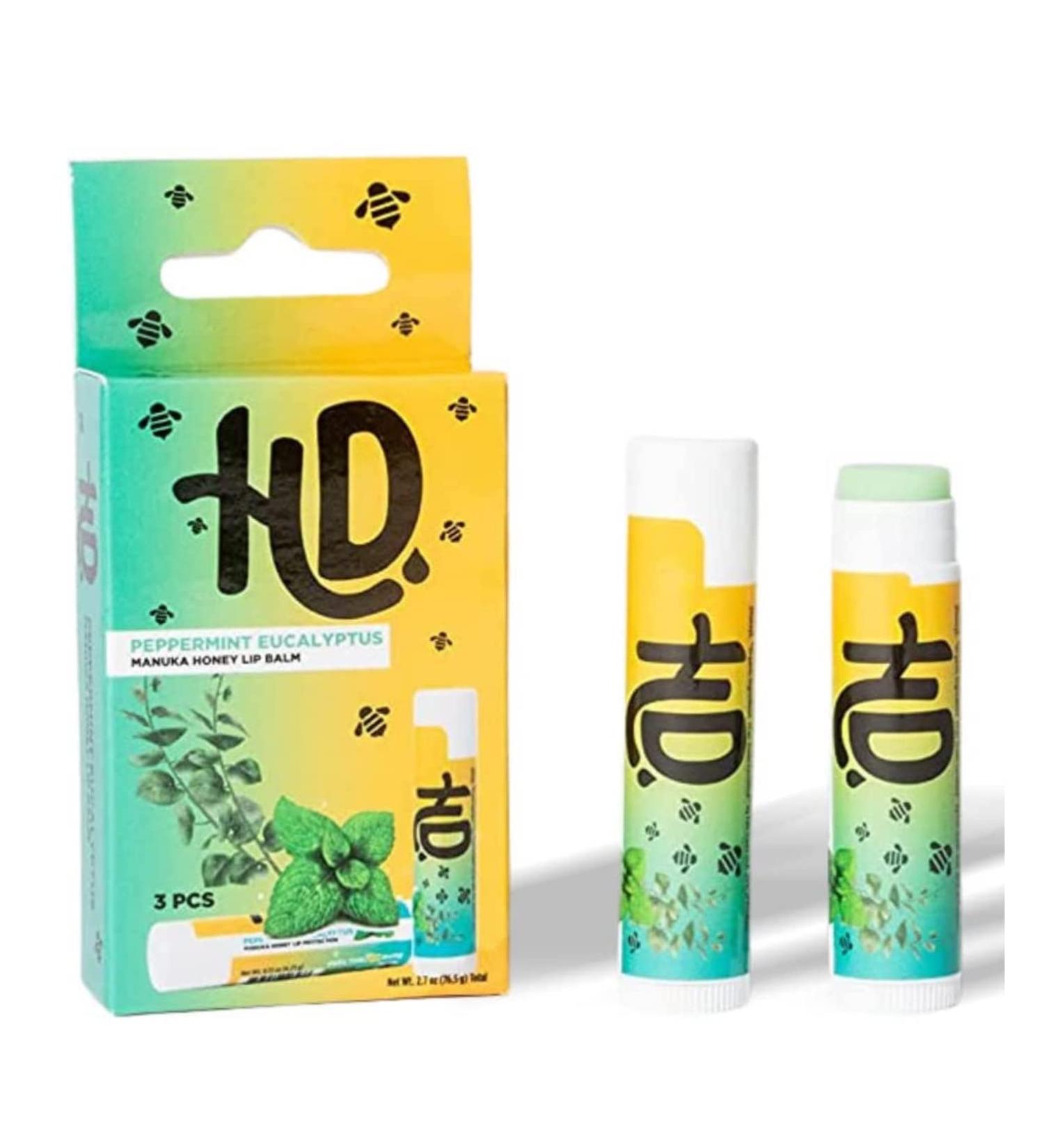 Honeydrop Manuka Honey Lip Balm with Peppermint and Eucalyptus - Natural Hydrating Treatment for Chapped Lips (3 Pack) - Buy Online on GoSupps.com