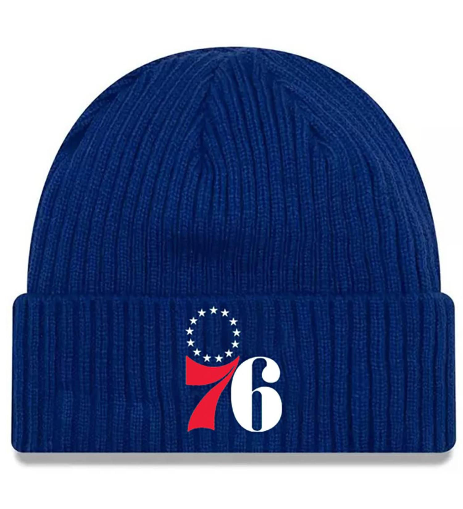 New Era Unisex-Adult NBA Official Sport Knit Core Cuffed Knit Beanie Hat Philadelphia 76ers Blue