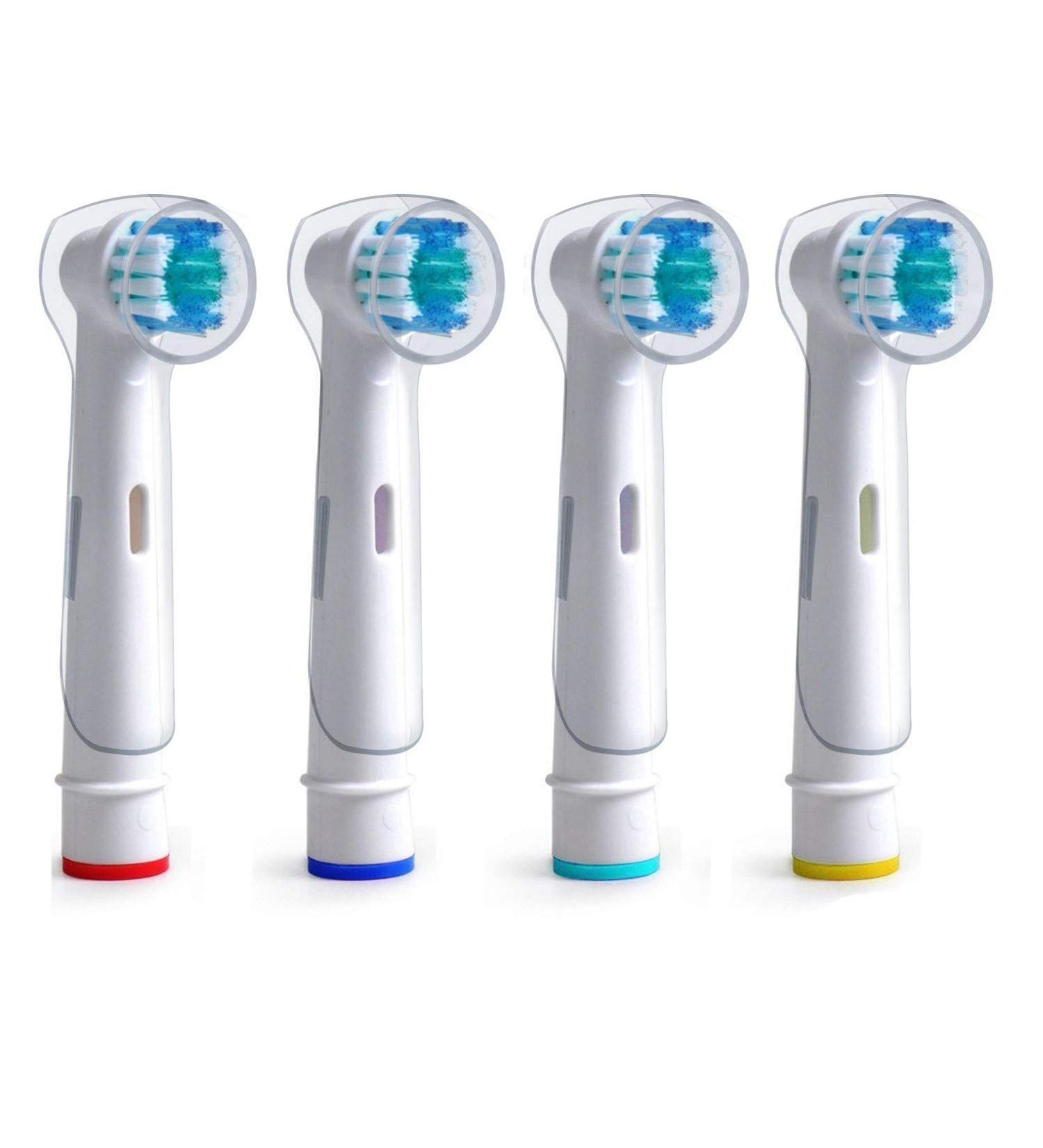 4 Pack Replacement Brush Heads Compatible with Oral B Braun - Precision Clean Electric Toothbrush Heads with 4 Bonus Travel Covers - Buy Online on GoSupps.com