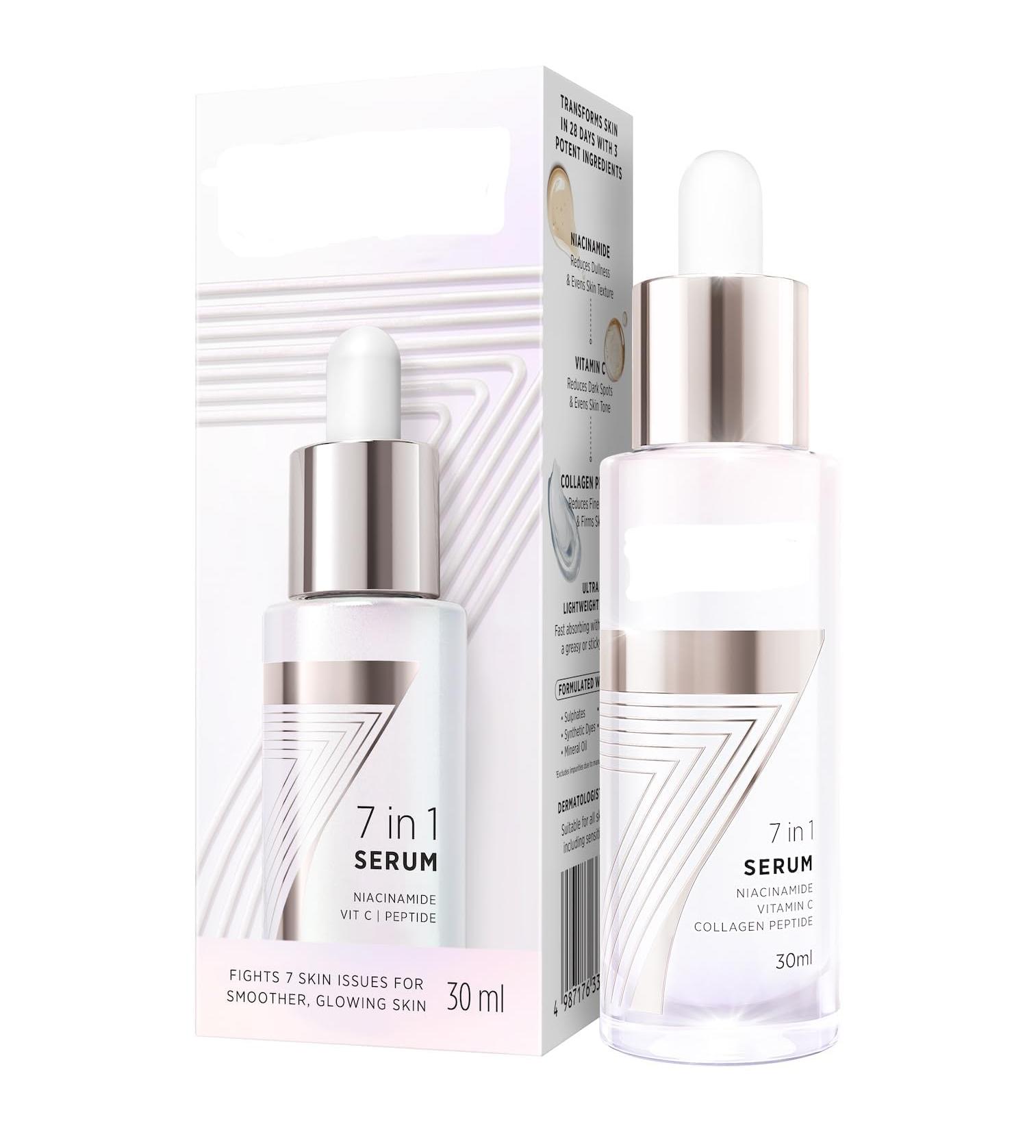 7in1 Ultra-light Face Serum with Niacinamide Vitamin C Collagen Peptides for Normal to Oily Skin 30ml