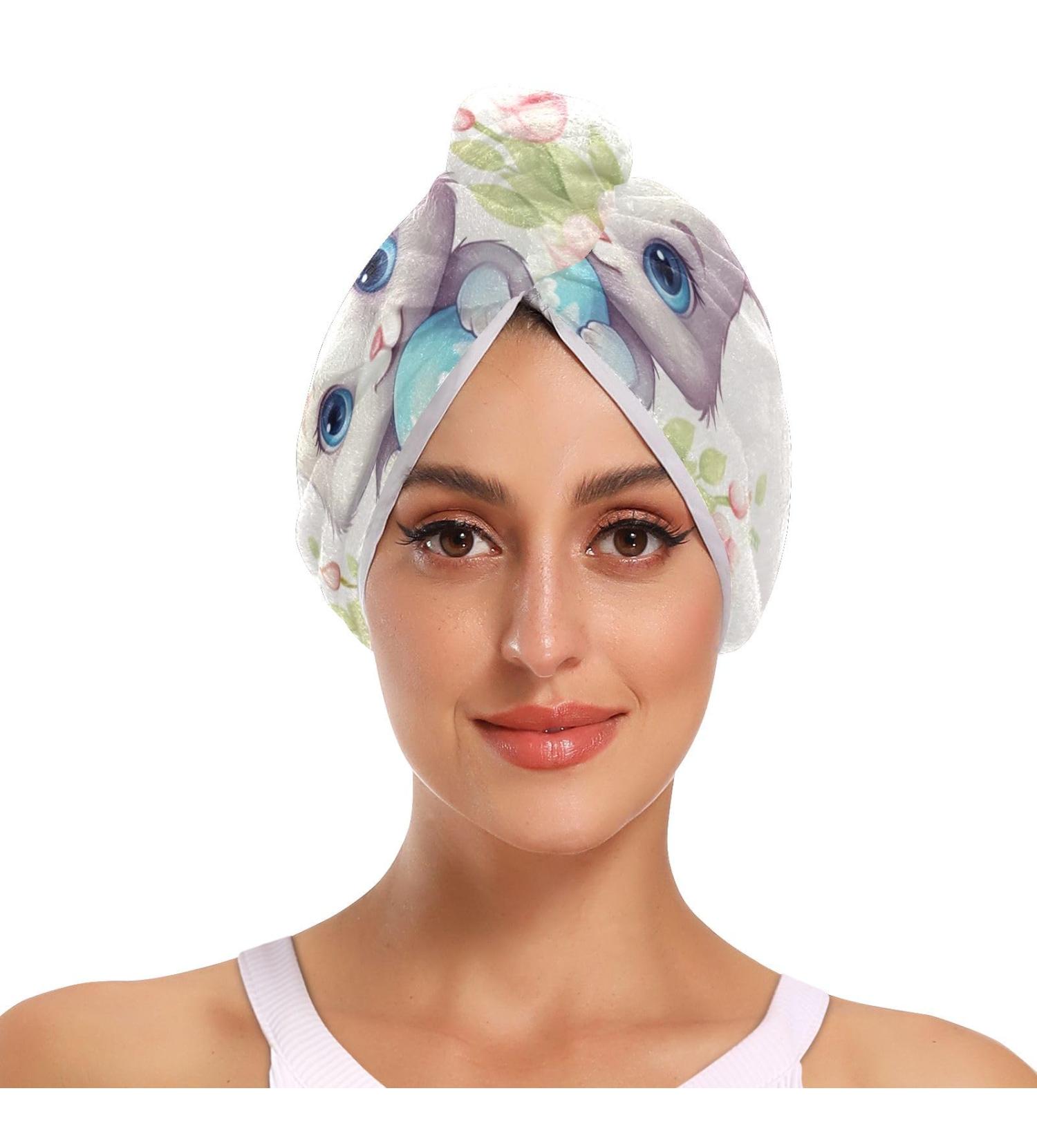 Easter Rabbit Eggs Hair Towel 2 Pack | Super Absorbent Quick Dry Hair Turbans for Women & Girls - Buy Online on GoSupps.com